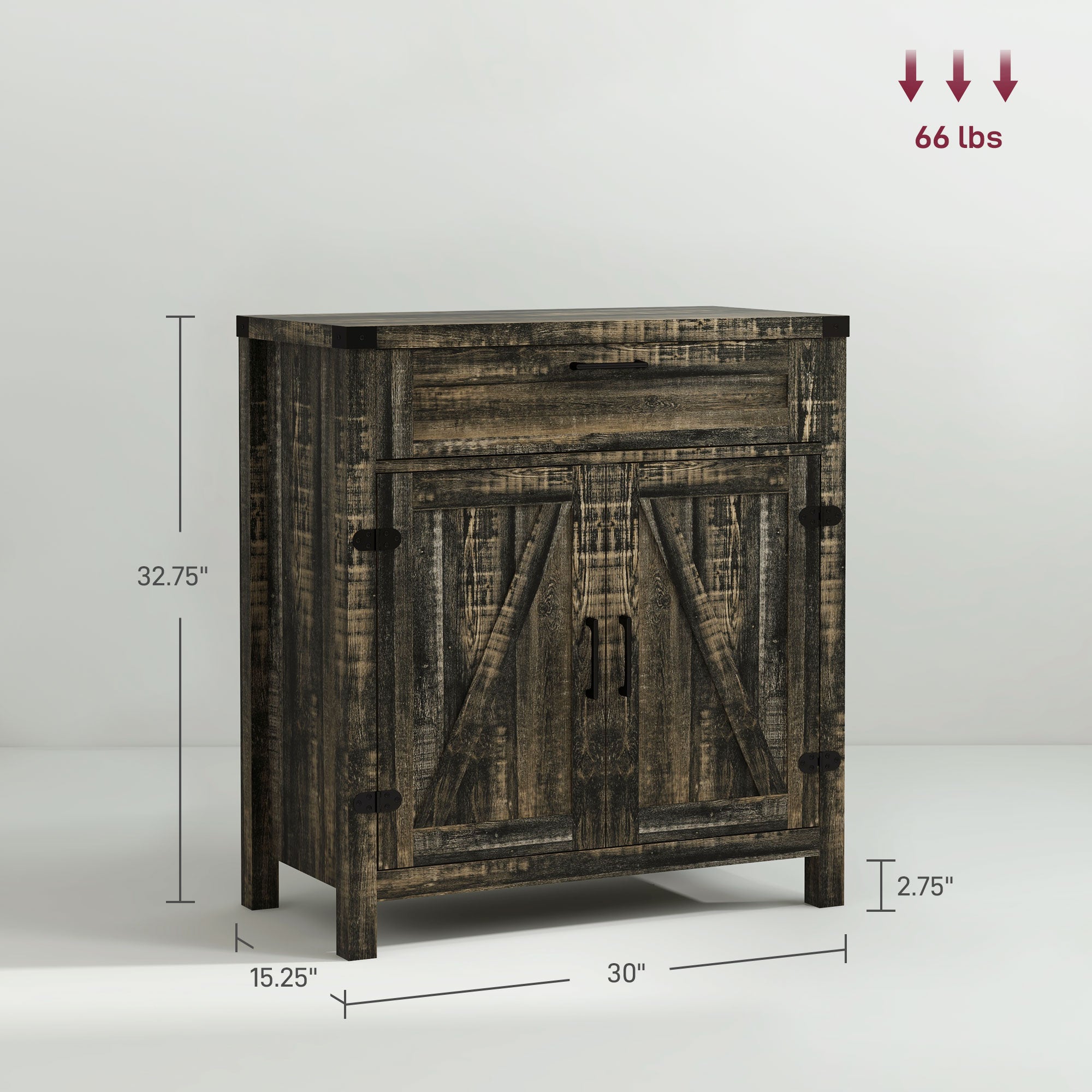 Sideboard with Storage, Buffet Cabinet, 2 Barn Doors & Drawer for Dining Room, Dark Oak - HOMCOM