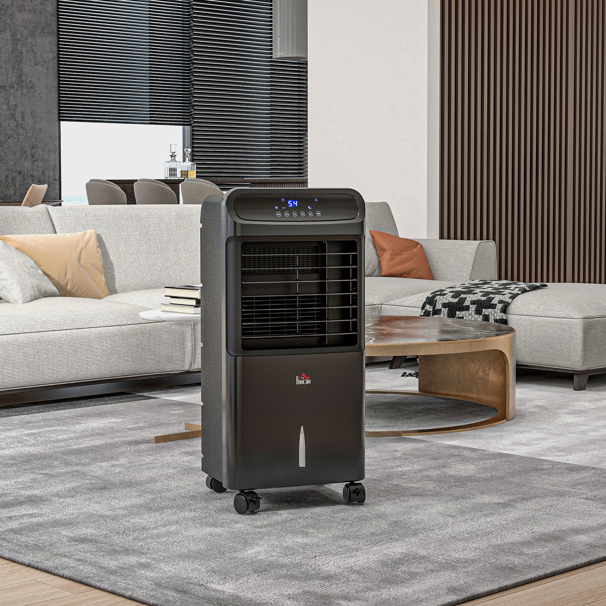 3-In-1 Ice Cooling Fan, Mobile Evaporative Air Cooler with Remote, Timer, Oscillating for Home Office, Bedroom, Black - HOMCOM