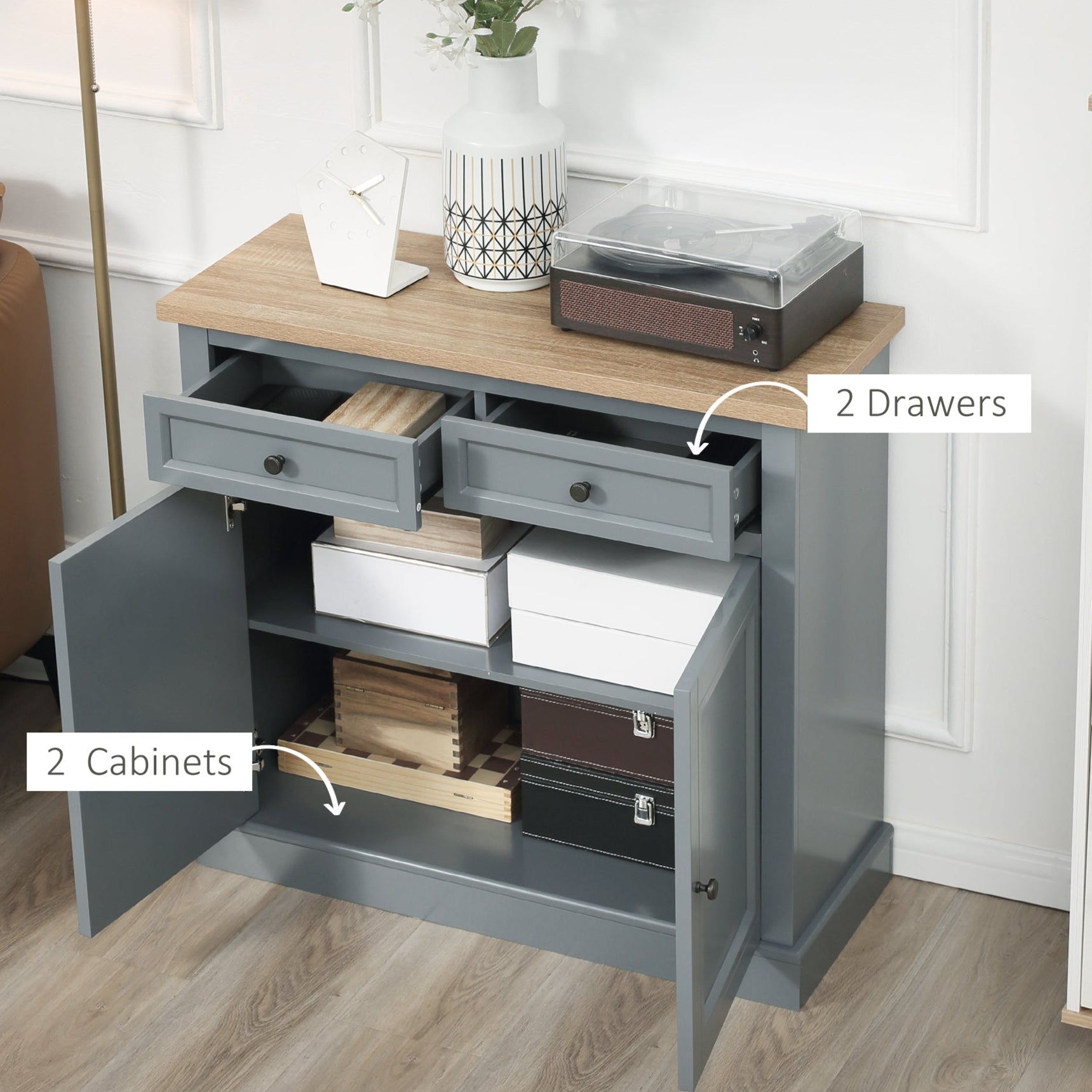 Sideboard Buffet Cabinet Kitchen Cabinet Coffee Bar Cabinet White