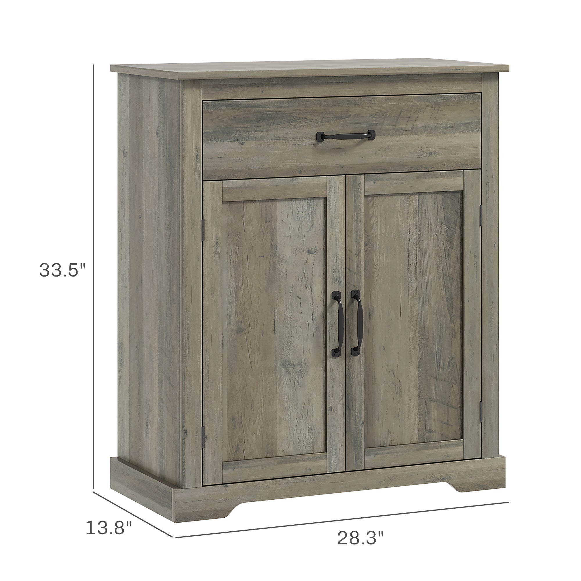 Sideboard Buffet Table w/ Drawer, Double Doors & Adjustable Shelf for Kitchen, Gray