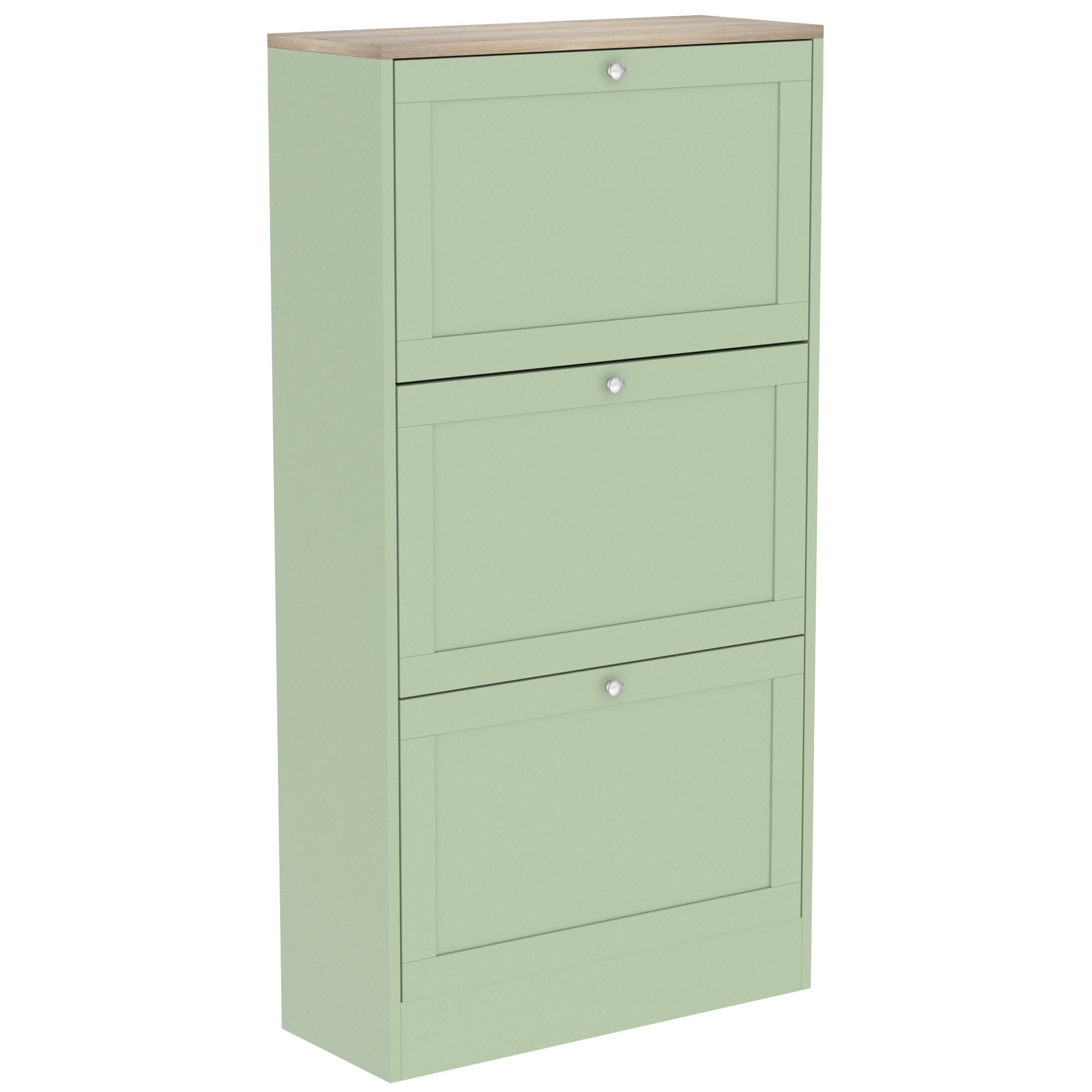 Modern Shoe Storage Cabinet with 3 Flip Drawers, Wooden Freestanding Shoe Cabinet with Adjustable Shelves, 12-18 Pairs, for Entryway, Hallway, Green