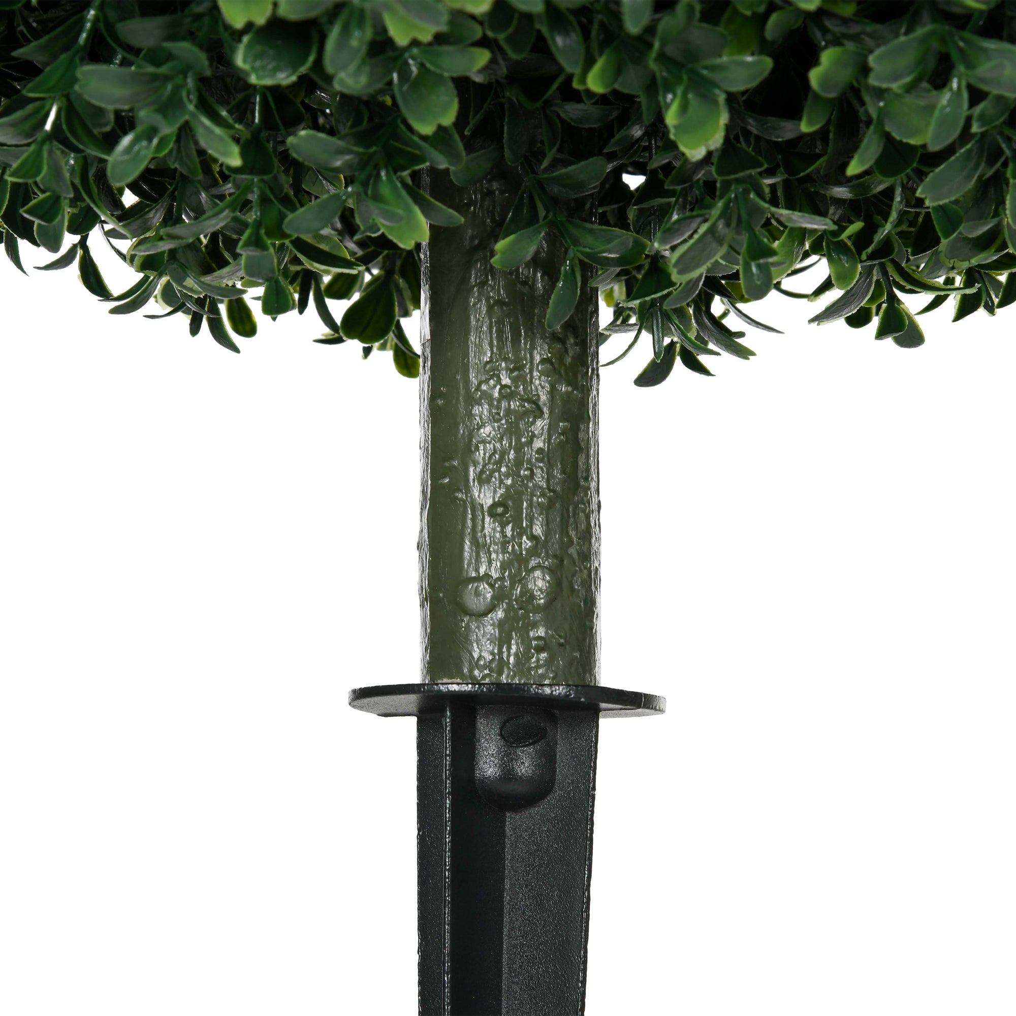 Set of 2 Artificial Boxwood Trees w/ Ground Stake, Ball Shaped Trees, UV Resistant, Green
