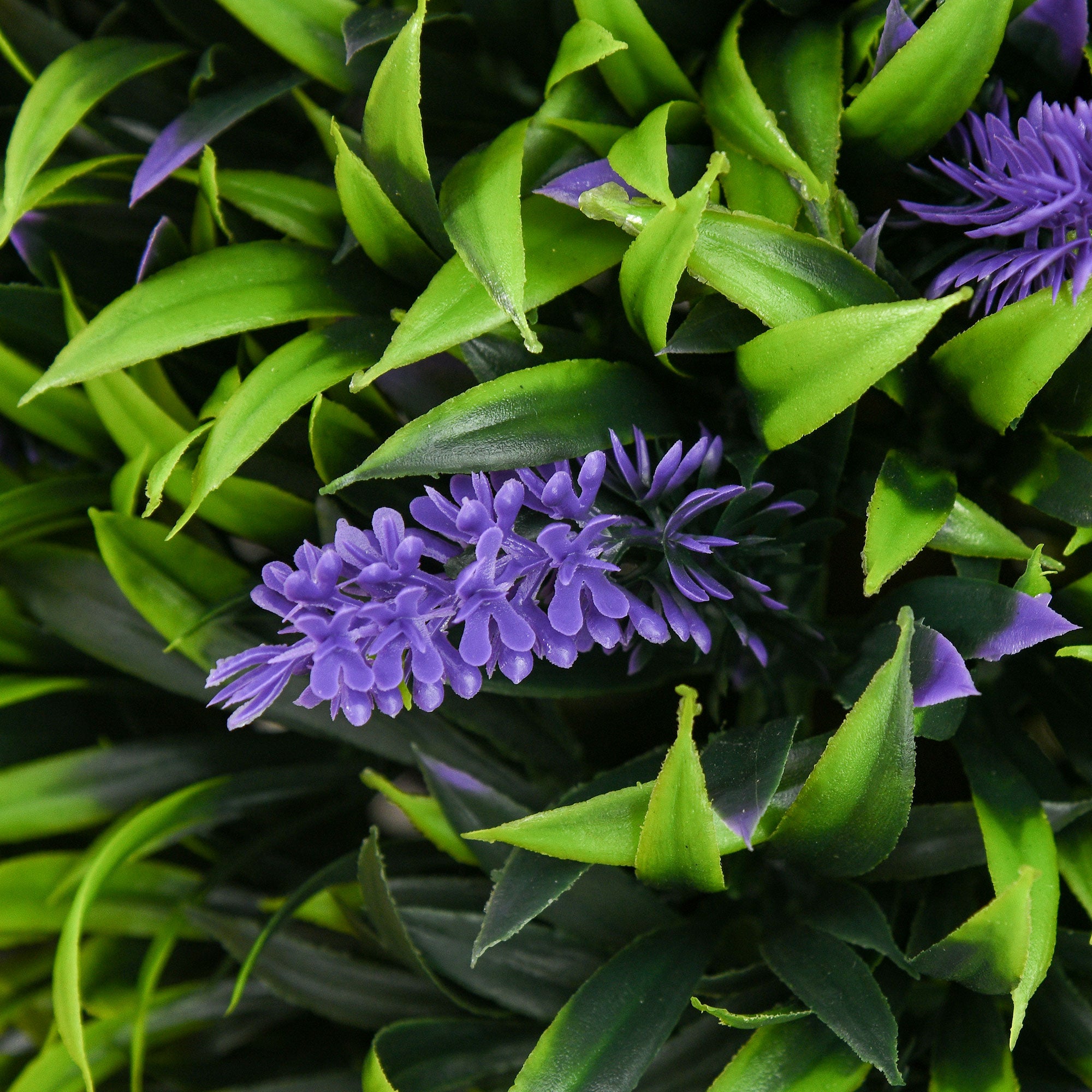 HOMCOM Set of 2 Decorative Artificial Plants Ball Trees with Lavender Flowers in Pot Fake Plants for Home Indoor Outdoor Decor, 70cm