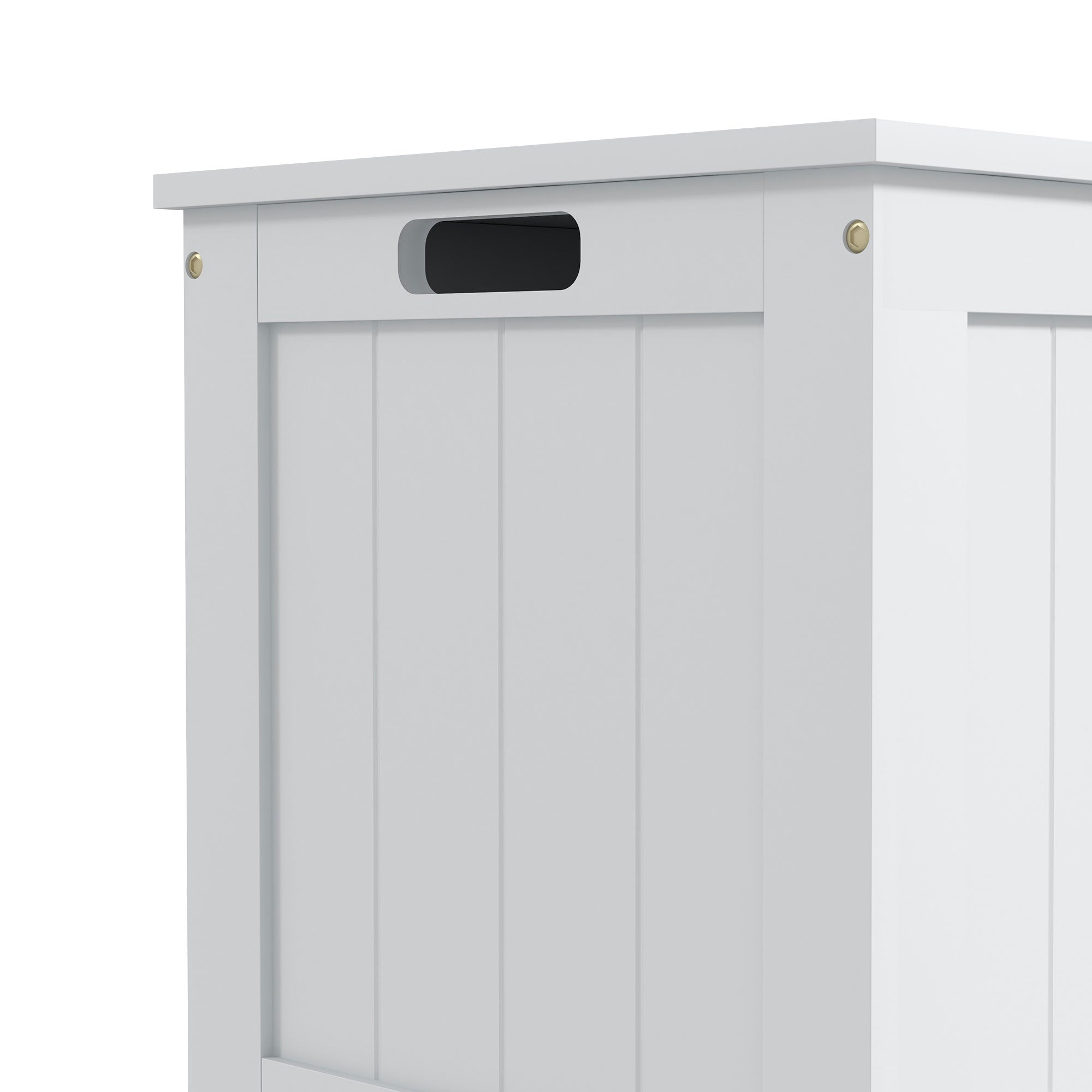 29.9" Storage Trunk w/ 2 Safety Hinges, Wooden Bench w/ Side Handles, White