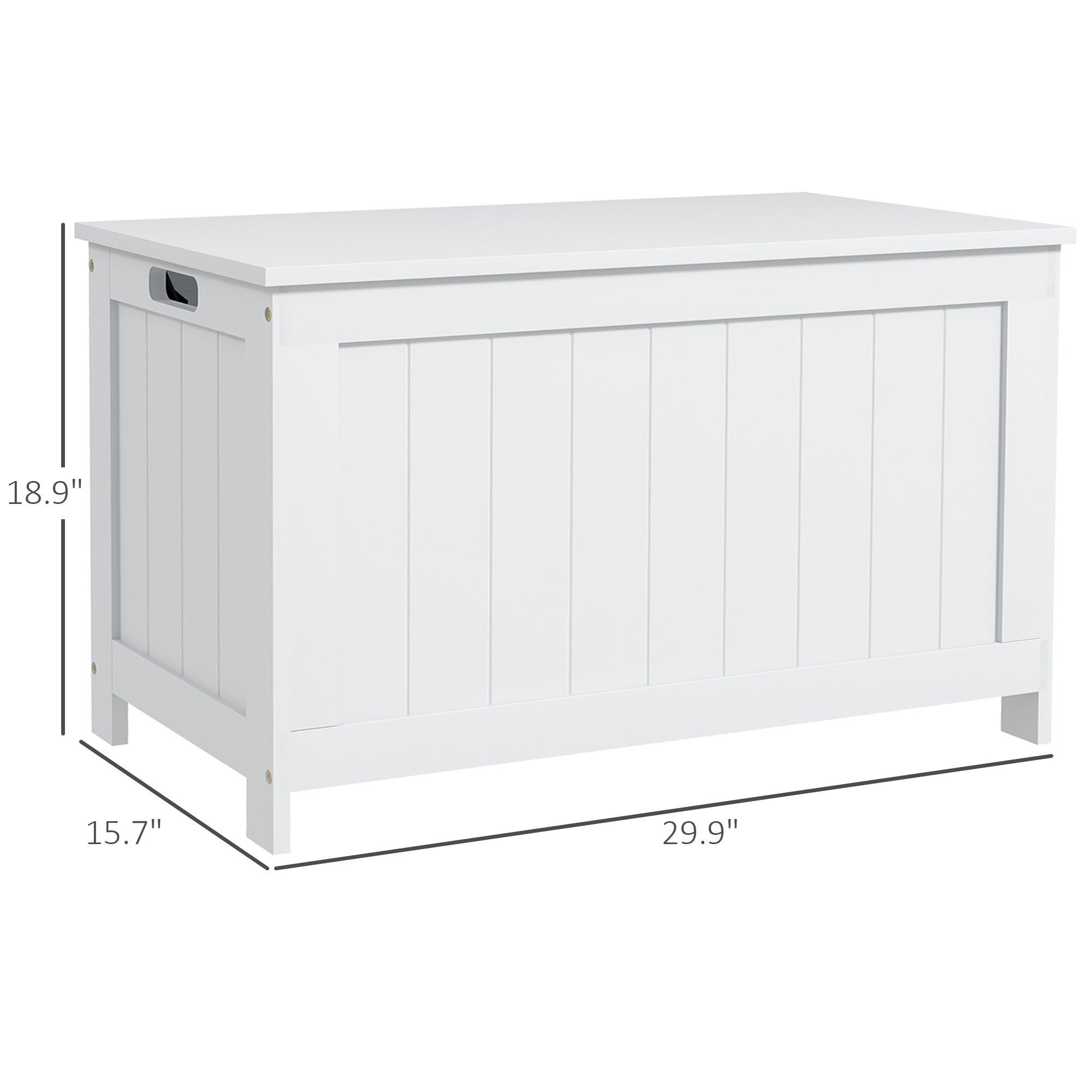29.9" Storage Trunk w/ 2 Safety Hinges, Wooden Bench w/ Side Handles, White
