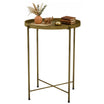 18" Round Coffee Table with Hammered Tray Top, Vintage Metal Center Table for Living Room, Bedroom, Side Table, Gold