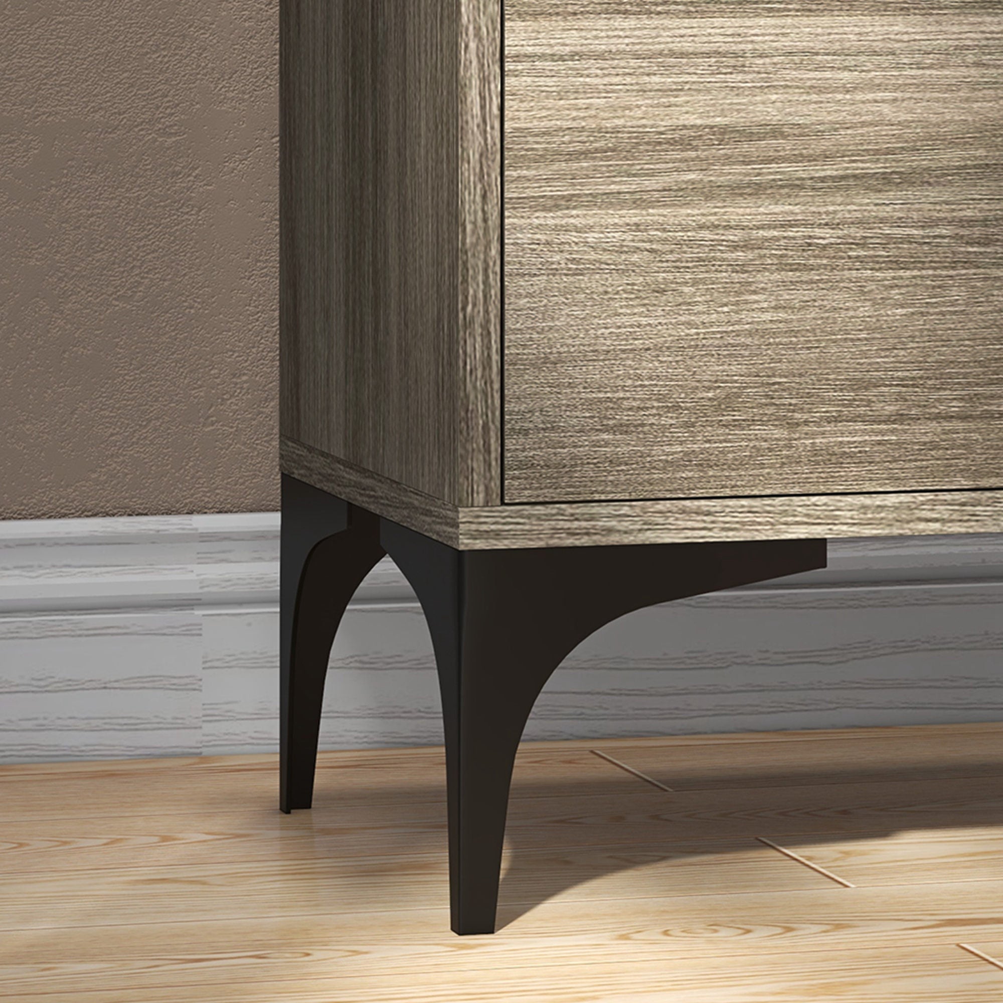 HOMCOM Bedside Tables Set of 2, Modern Nightstand with 2 Drawers, Small Sofa End Tables with Storage and Steel Legs for Bedroom, Living Room, Grey