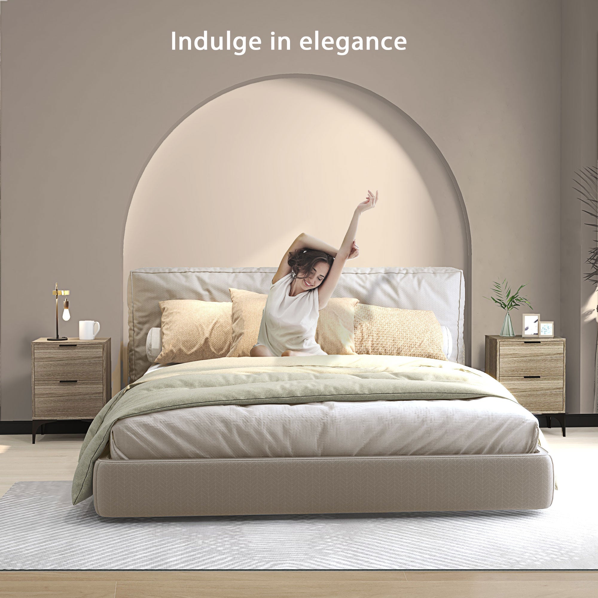 HOMCOM Bedside Tables Set of 2, Modern Nightstand with 2 Drawers, Small Sofa End Tables with Storage and Steel Legs for Bedroom, Living Room, Grey