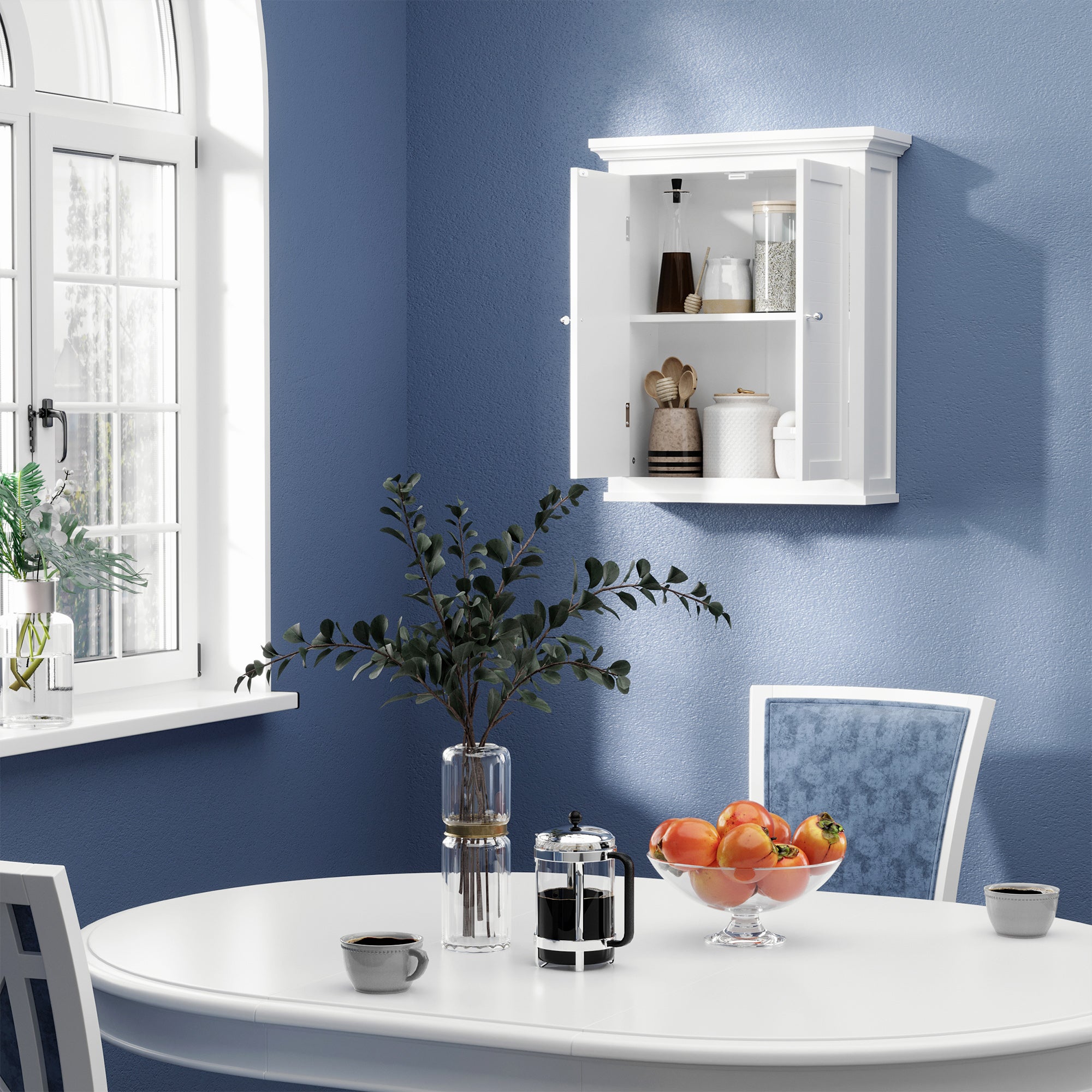 kleankin Bathroom Wall Cabinet, Medicine Cabinet, Over Toilet Storage Cabinet with Adjustable Shelf for Living Room and Entryway, White