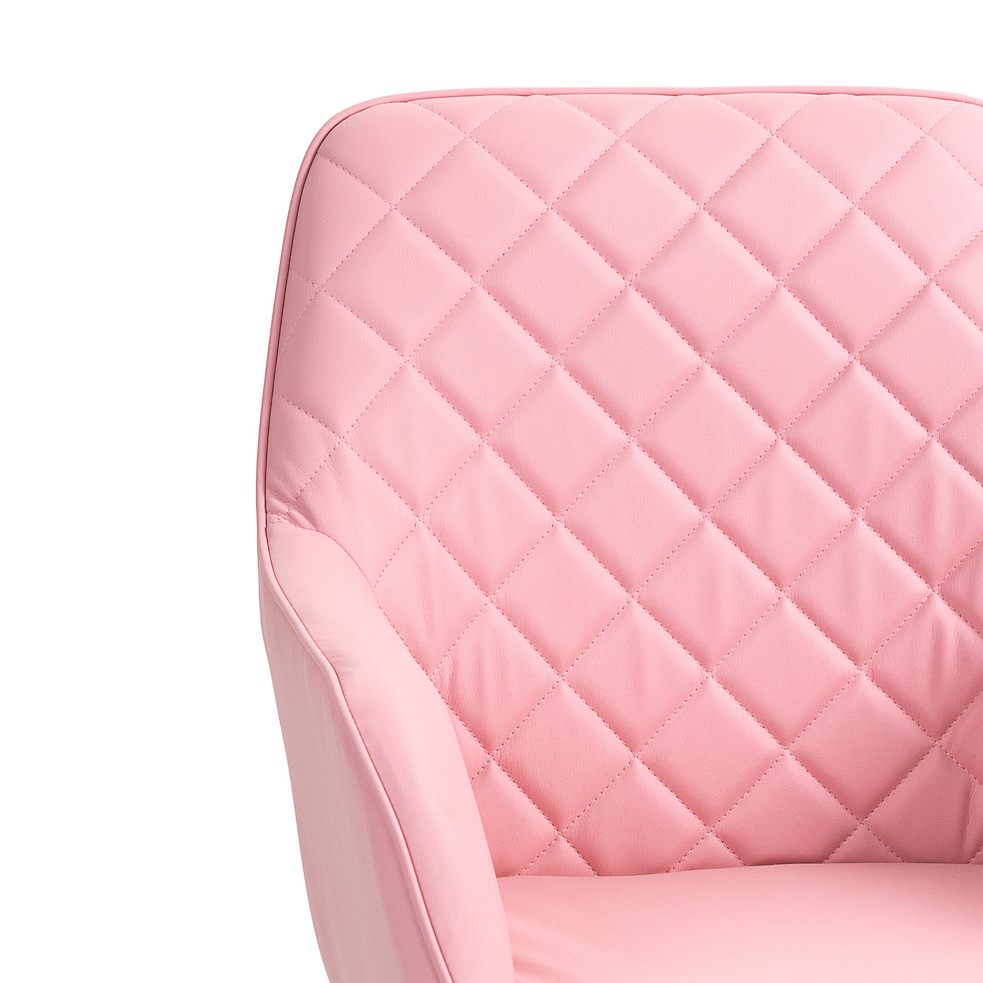 Vinsetto Office Desk Chair, Leather-Feel Fabric Computer Swivel Chair with Rolling Wheels and Adjustable Height for Home, Pink