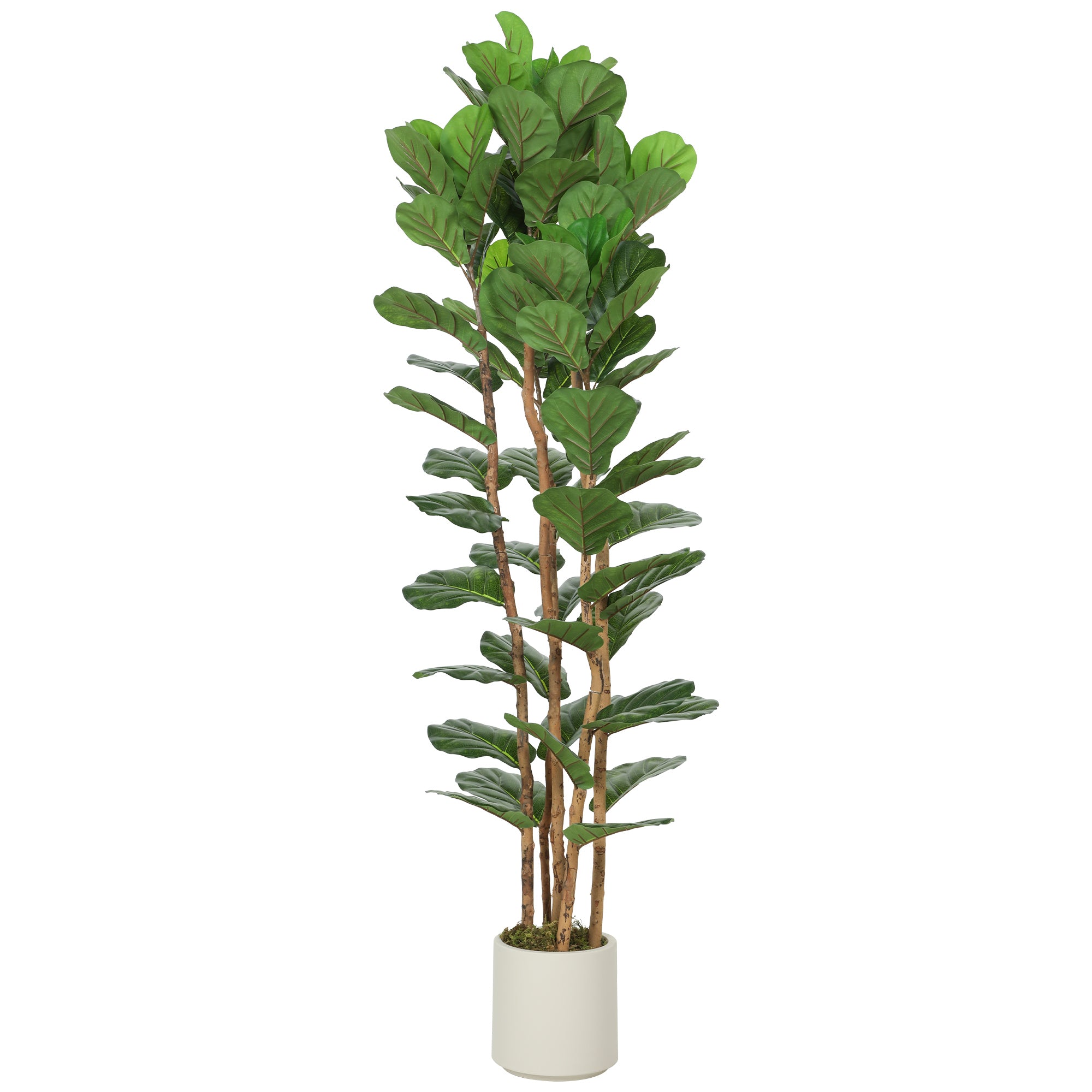 6FT Artificial Fiddle Leaf Fig Tree with Solid Wood Trunks, Lifelike Fake Tree with 91 Leaves in Pot for Indoor Living Room Office Home Decor, Green