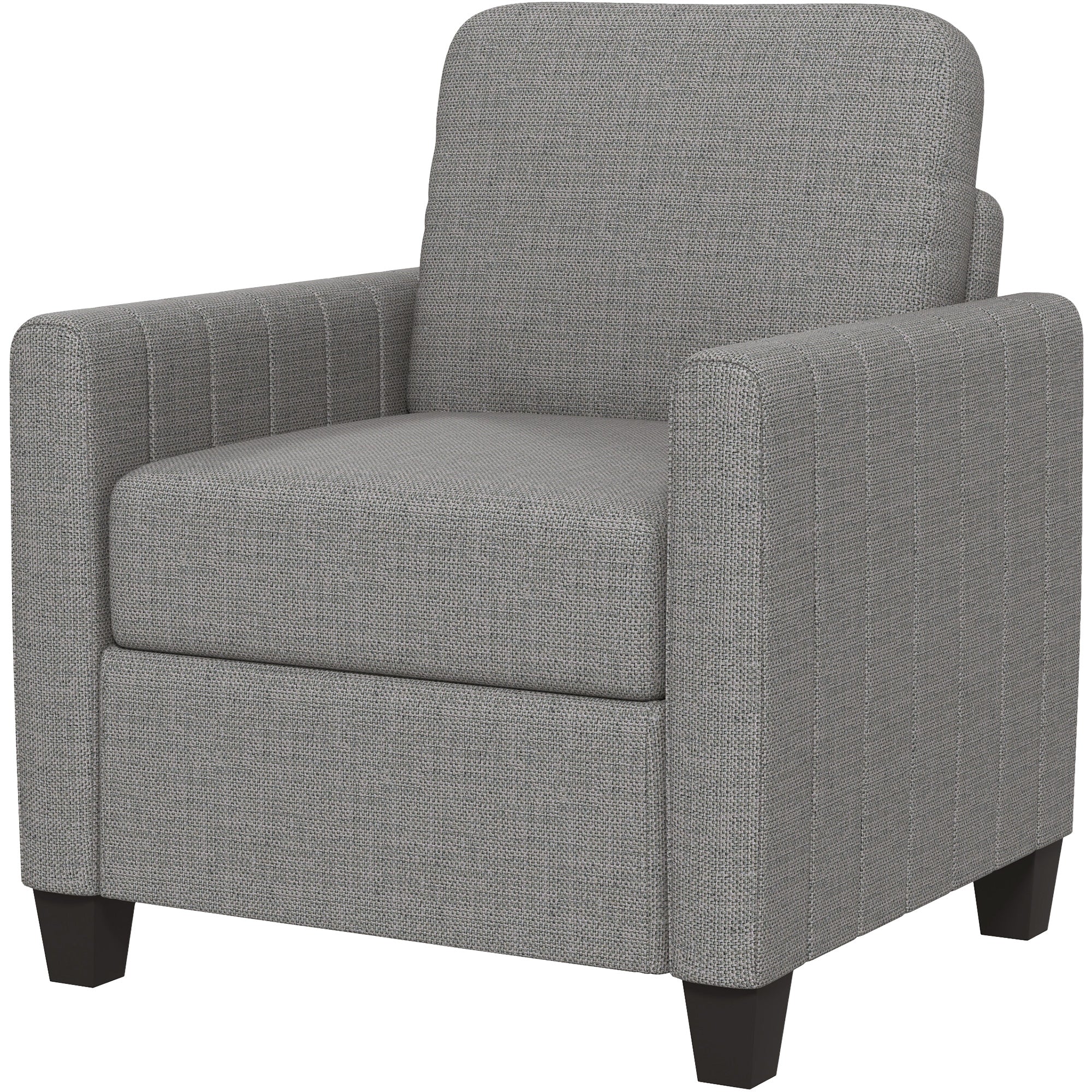 HOMCOM Armchair, Channel Tufted Modern Fabric Accent Chair, Comfy Upholstered Reading Lounge with Spring Cushion, Back Pillow, for Living Room, Bedroom, Office, Light Grey