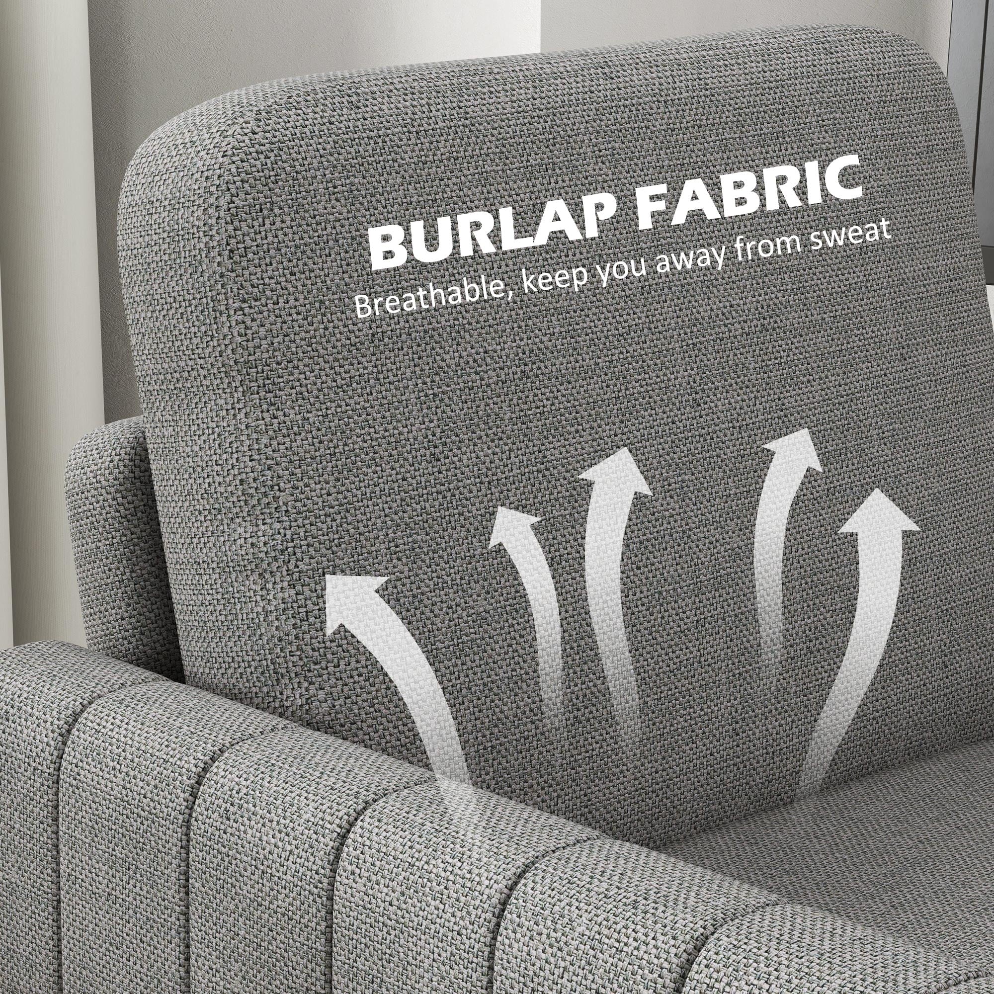 HOMCOM Armchair, Channel Tufted Modern Fabric Accent Chair, Comfy Upholstered Reading Lounge with Spring Cushion, Back Pillow, for Living Room, Bedroom, Office, Light Grey