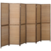 Room Divider, 6 FT Tall Folding Privacy Screen, 6 Panel Hand-Woven Bamboo Wall Partition for Room Separation, Portable Boho Freestanding Wall Divider for Bedroom, Home Office, Brown