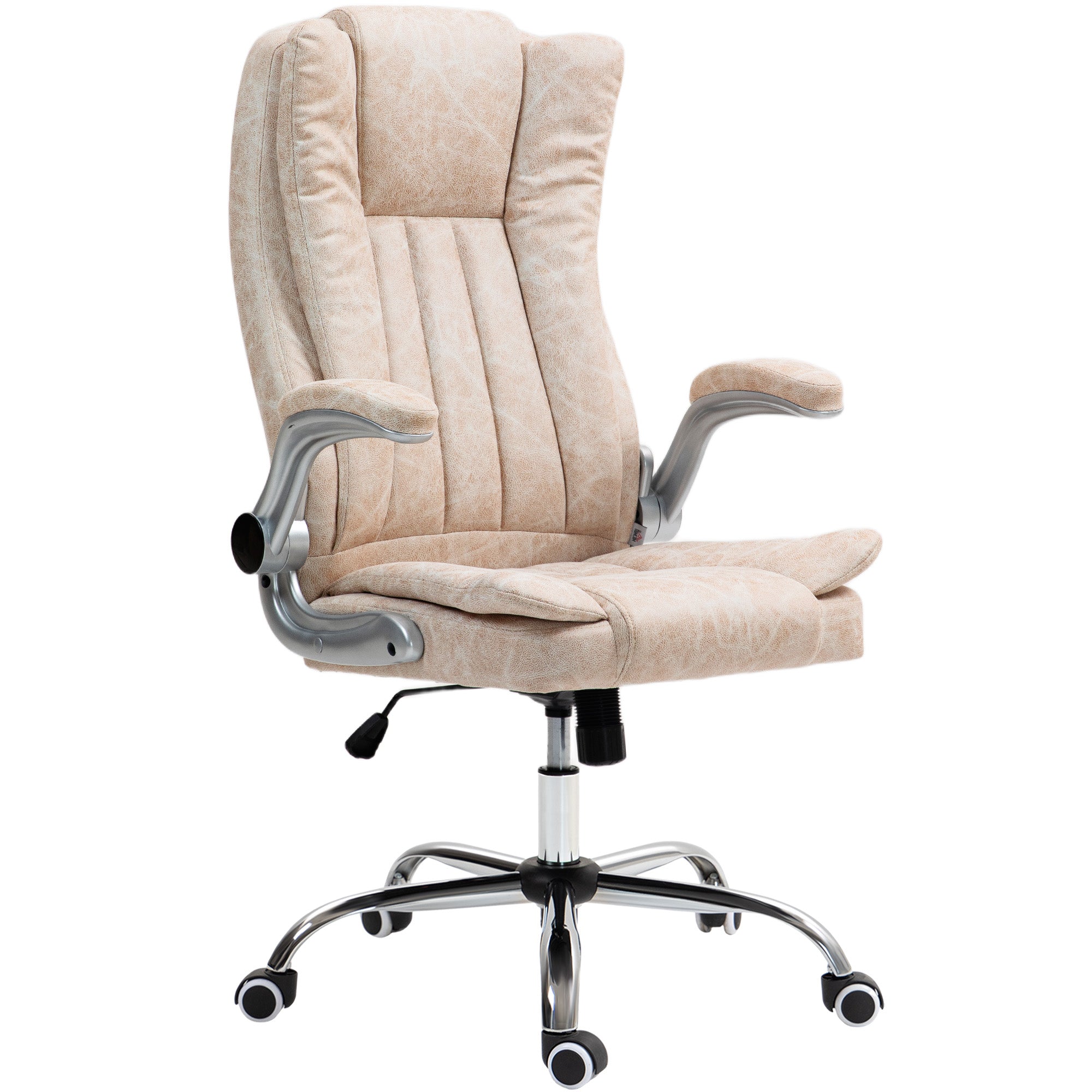 Microfiber Executive Office Chair with Padded Flip up Arms & Adjustable Height, White
