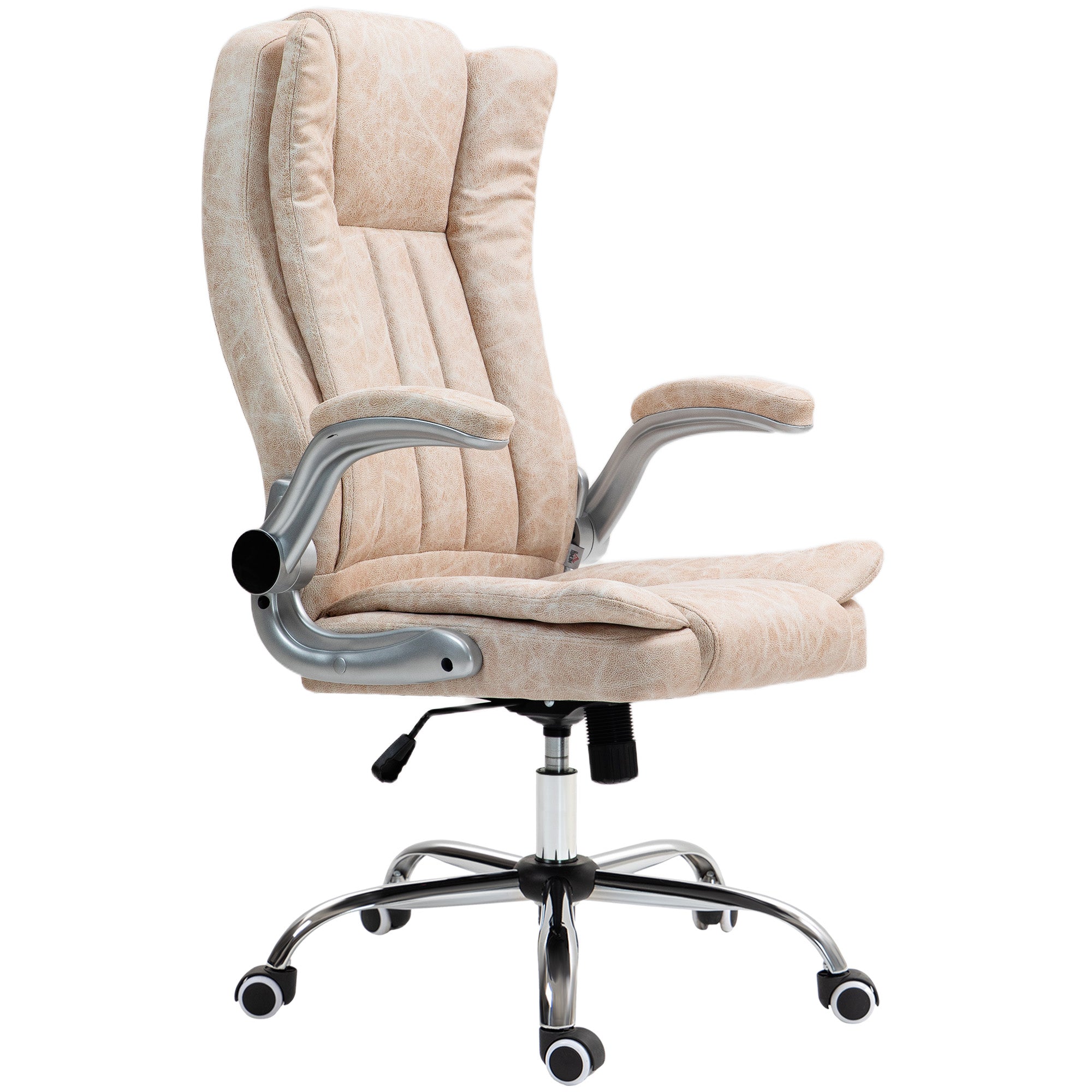 Microfiber Executive Office Chair with Padded Flip up Arms & Adjustable Height, White
