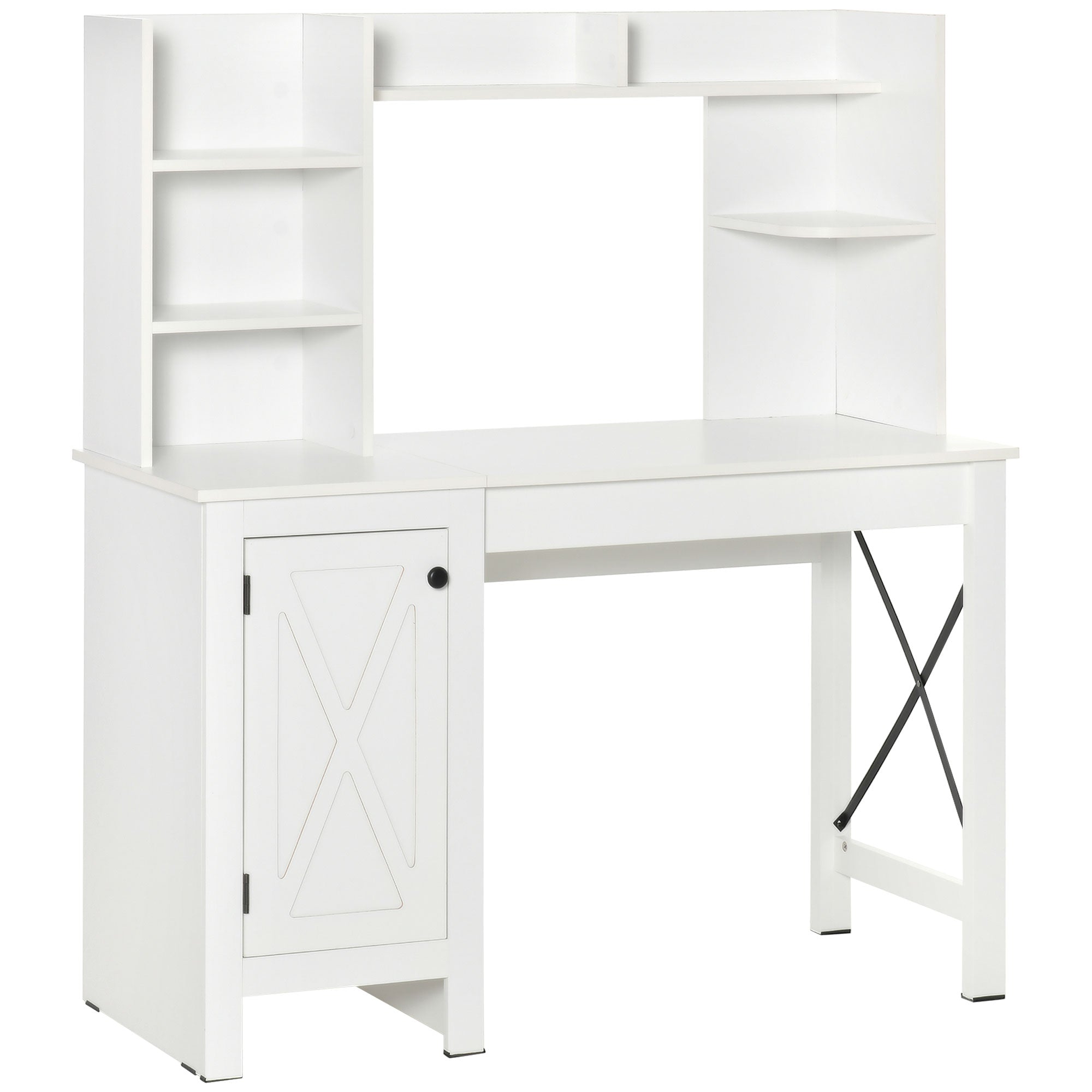 Computer Desk with Hutch Home Office Desk with Storage Cabinet White