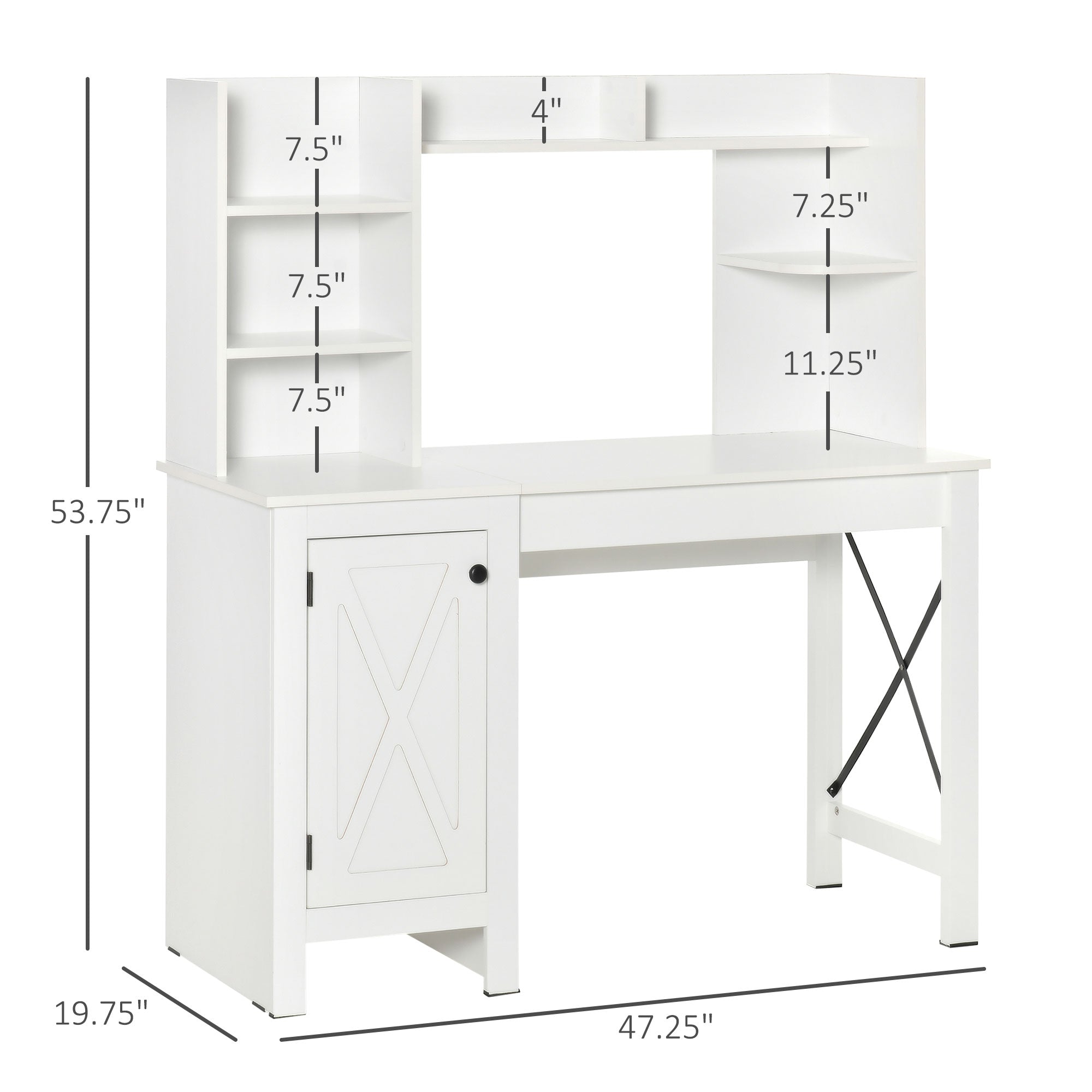 Computer Desk with Hutch Home Office Desk with Storage Cabinet White