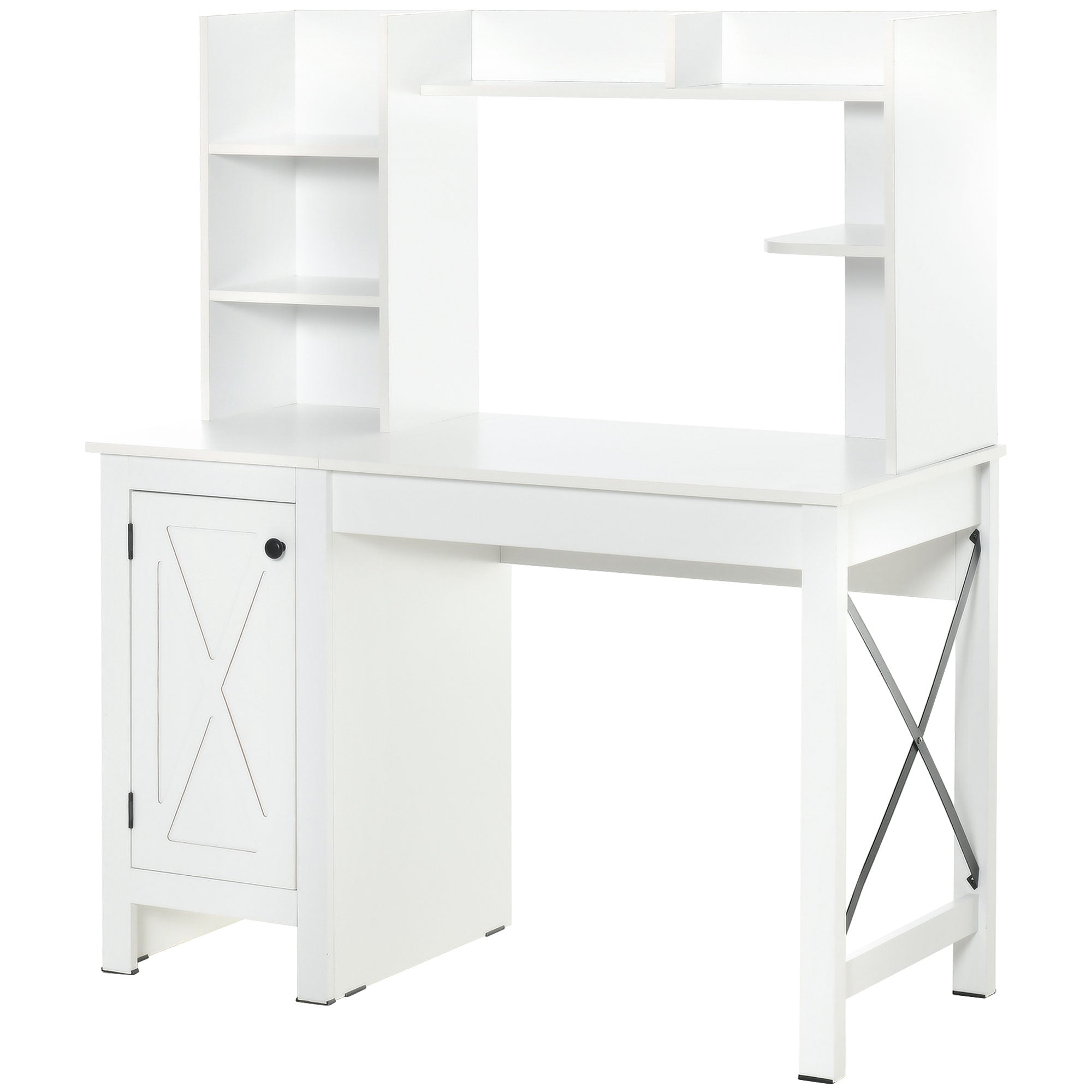 Computer Desk with Hutch Home Office Desk with Storage Cabinet White
