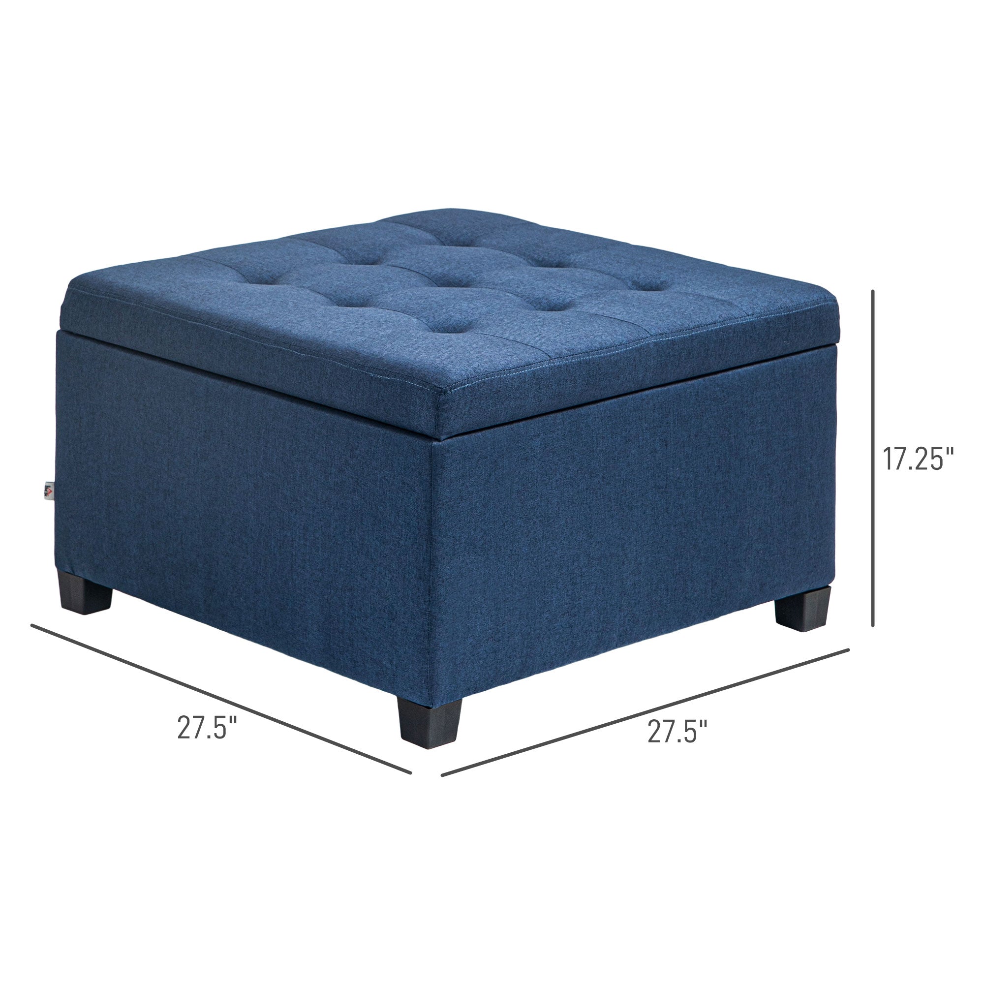 Round Storage Ottoman Bench, Button Tufted Ottoman with Flip Top for Entryway, Blue
