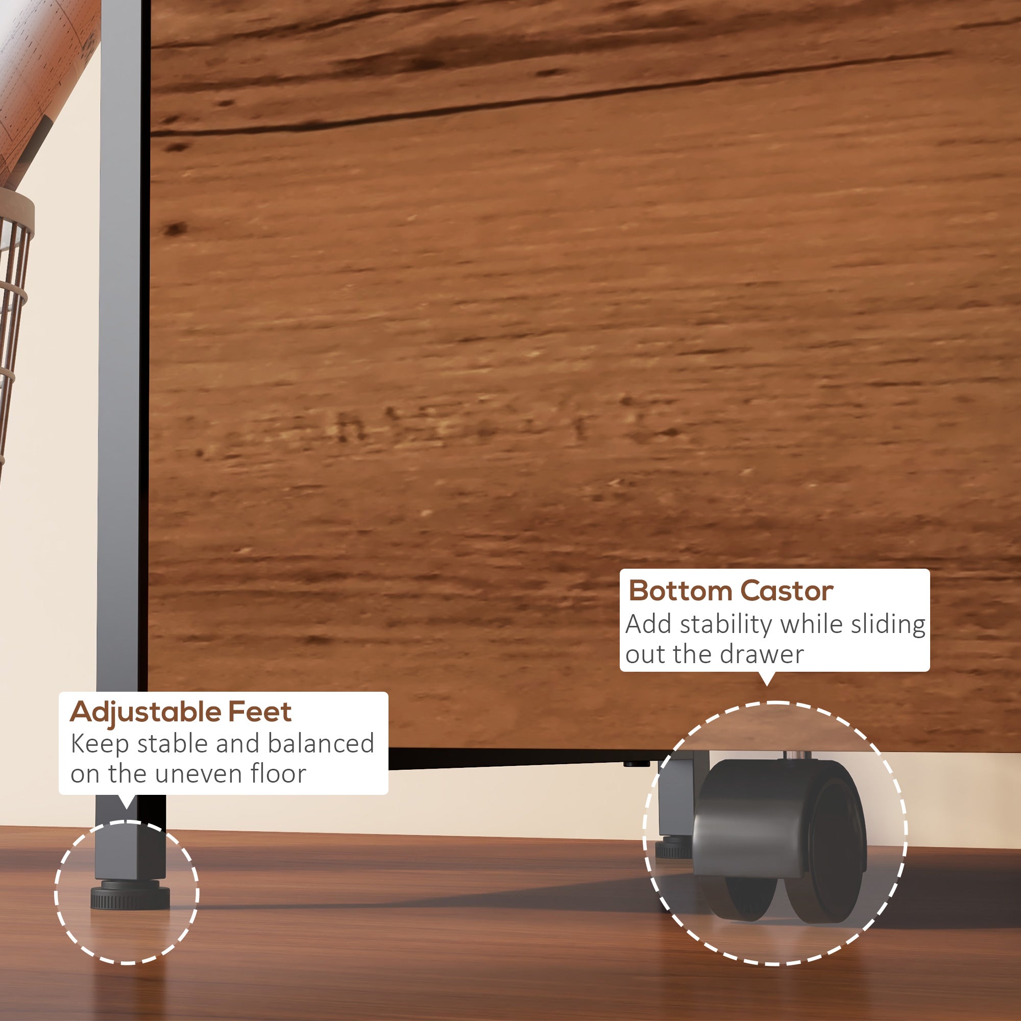 Vinsetto Vertical Filing Cabinet, 42.5" Tall File Cabinet with 2 Drawers, Open Shelf, Hanging Bars for Letter and A4 Size, Industrial Printer Stand for Home Office, Rustic Brown