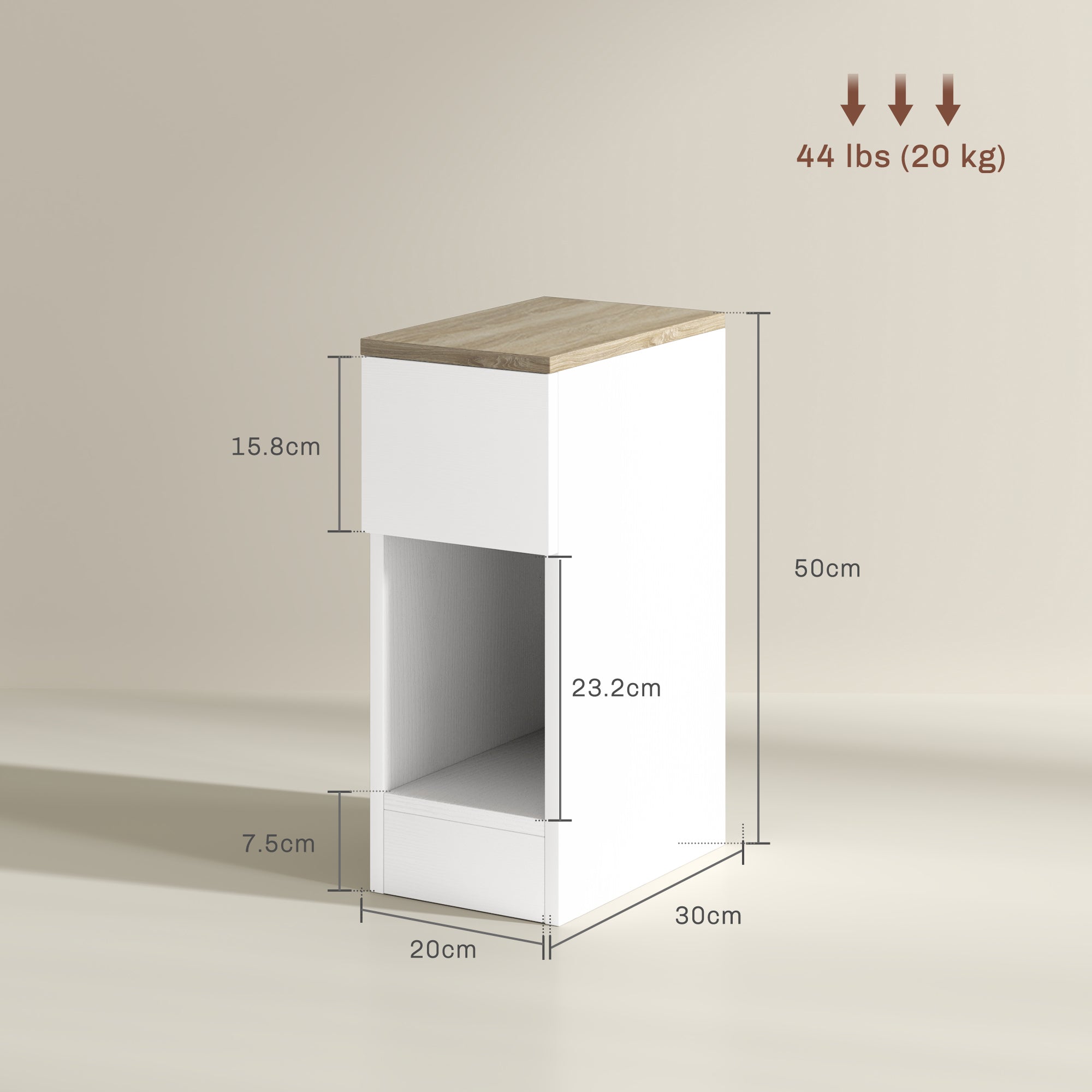 HOMCOM Bedside Tables Set of 2, Modern Side Tables with Drawer and Shelf, Nightstands for Bedroom, Living Room, White