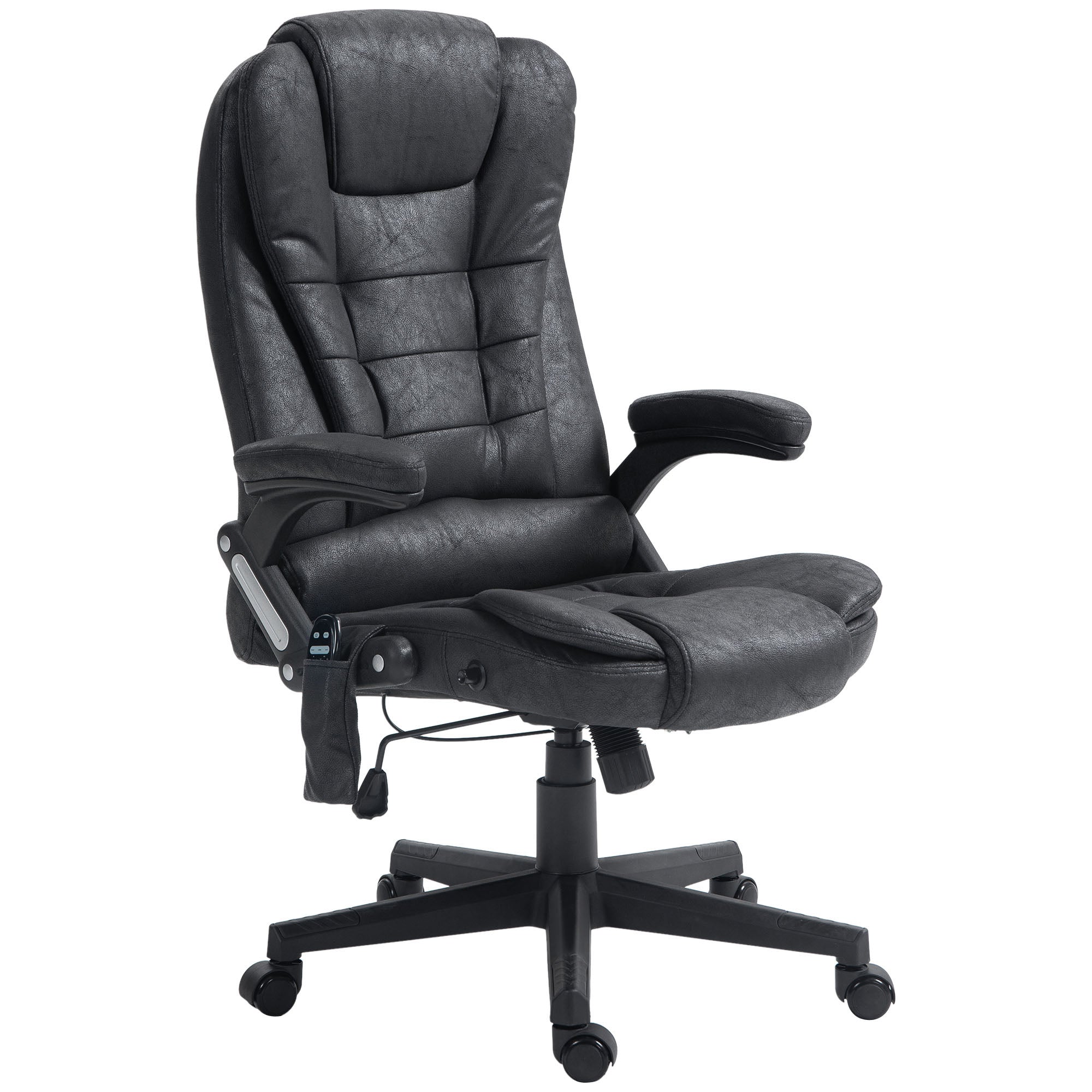 6 Points Heated Massage Office Chair, Microfiber High Back Executive Office Chair, Black