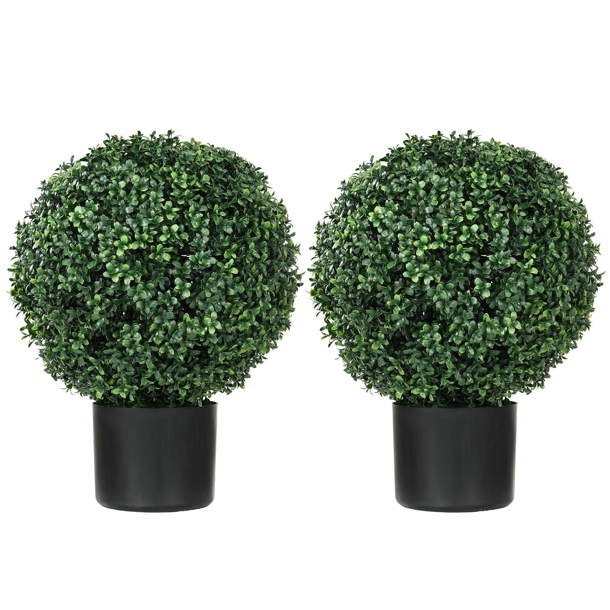 20.5" Artificial Tree, Ball Boxwood Topiary with Pot, Indoor Outdoor Home Decor, Green