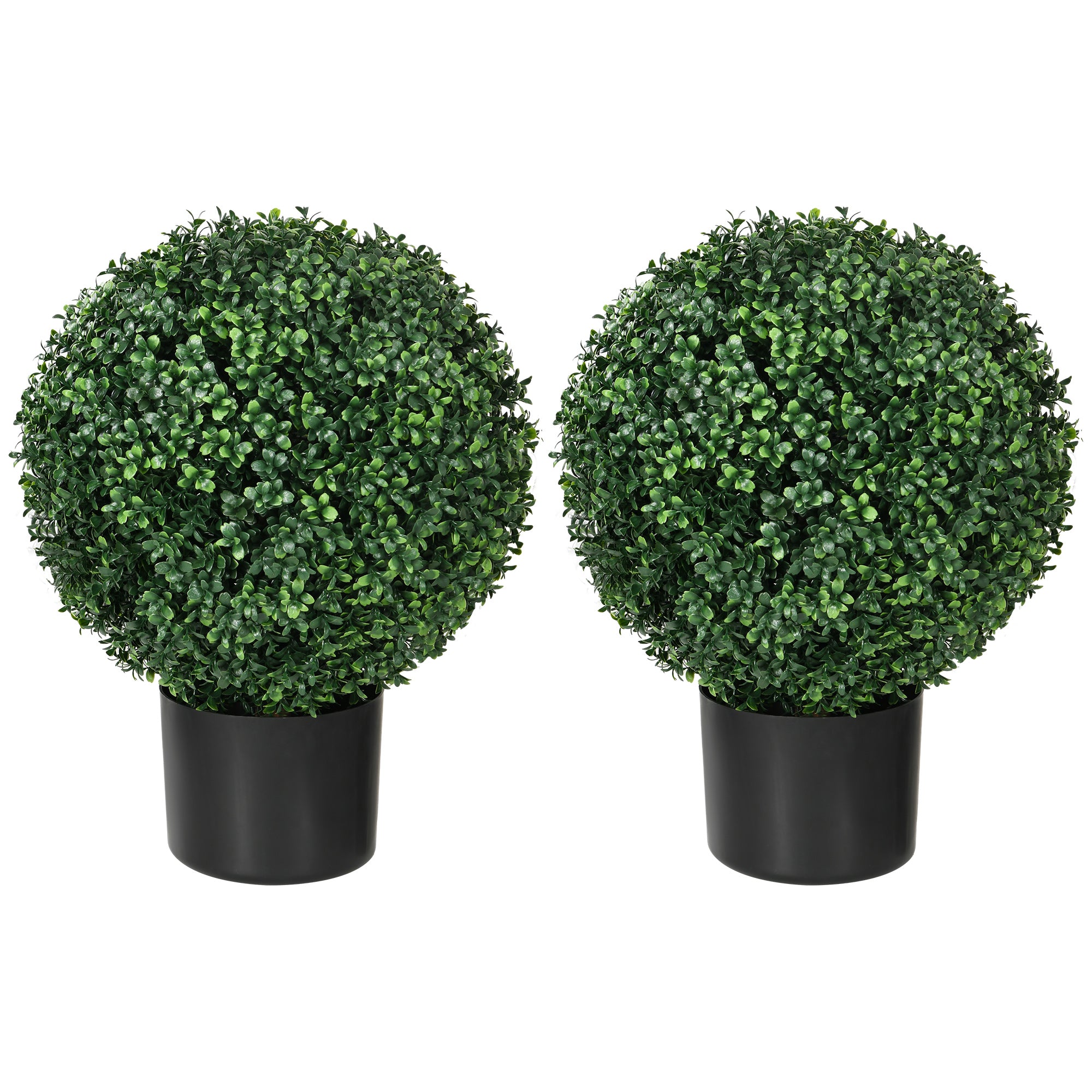 20.5" Artificial Tree, Ball Boxwood Topiary with Pot, Indoor Outdoor Home Decor, Green