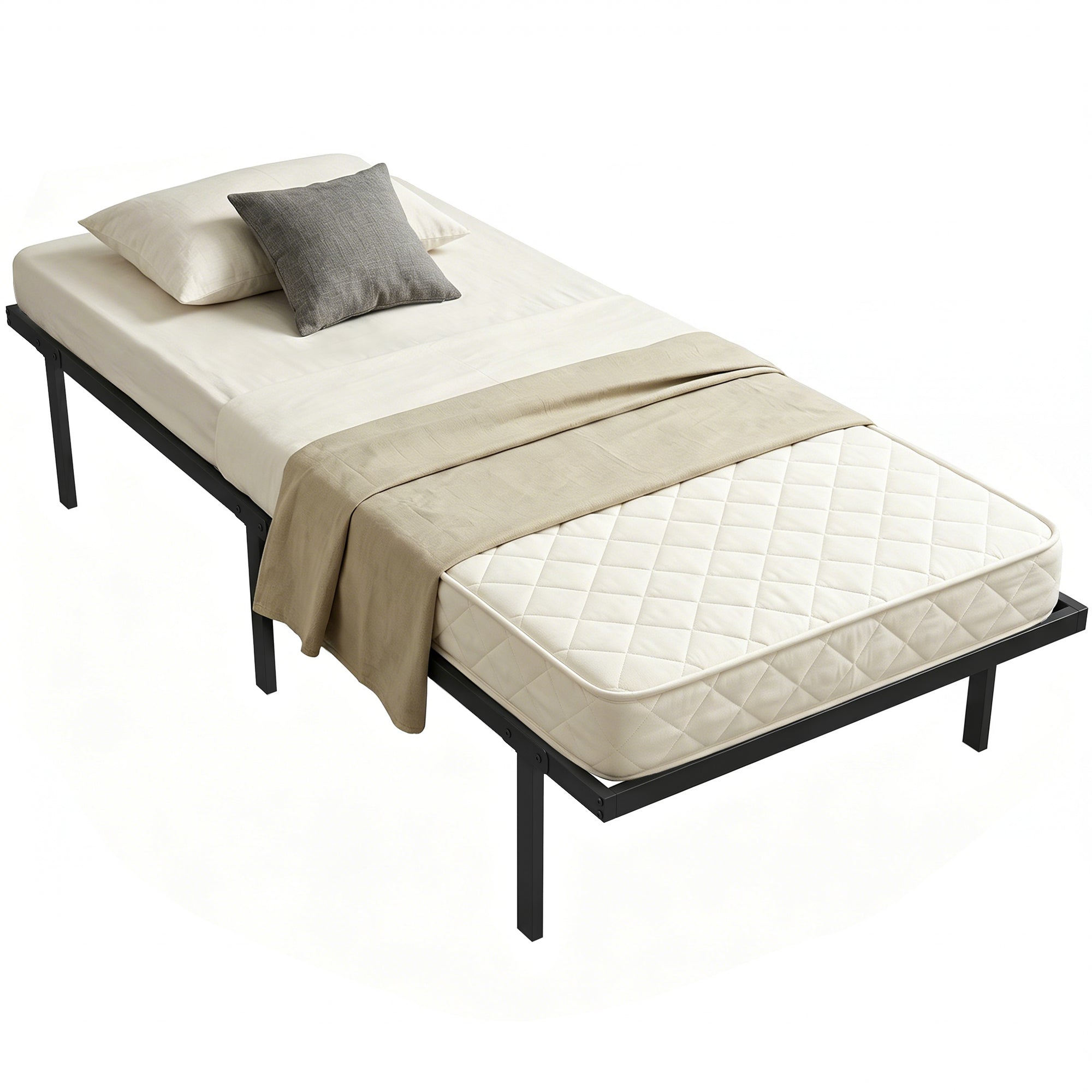 3ft Single Bed Frame with Underbed Storage, 35.5 cm Height, Metal Platform Bed Frame with Steel Slat Support, Noise-Free, No Box Spring Needed, Easy Assembly, Black