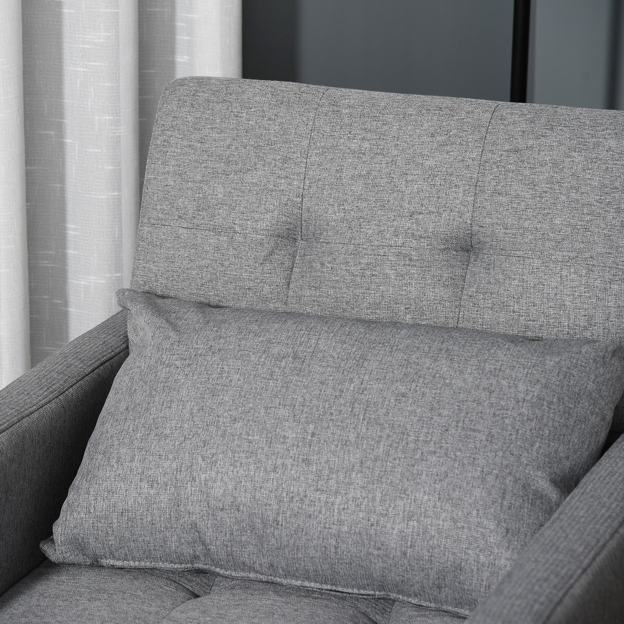 HOMCOM 3-In-1 Single Chair Bed, Tufted Pull Out Chair Bed, Convertible Sleeper Couch with Adjustable Backrest for Living Room and Bedroom, Grey