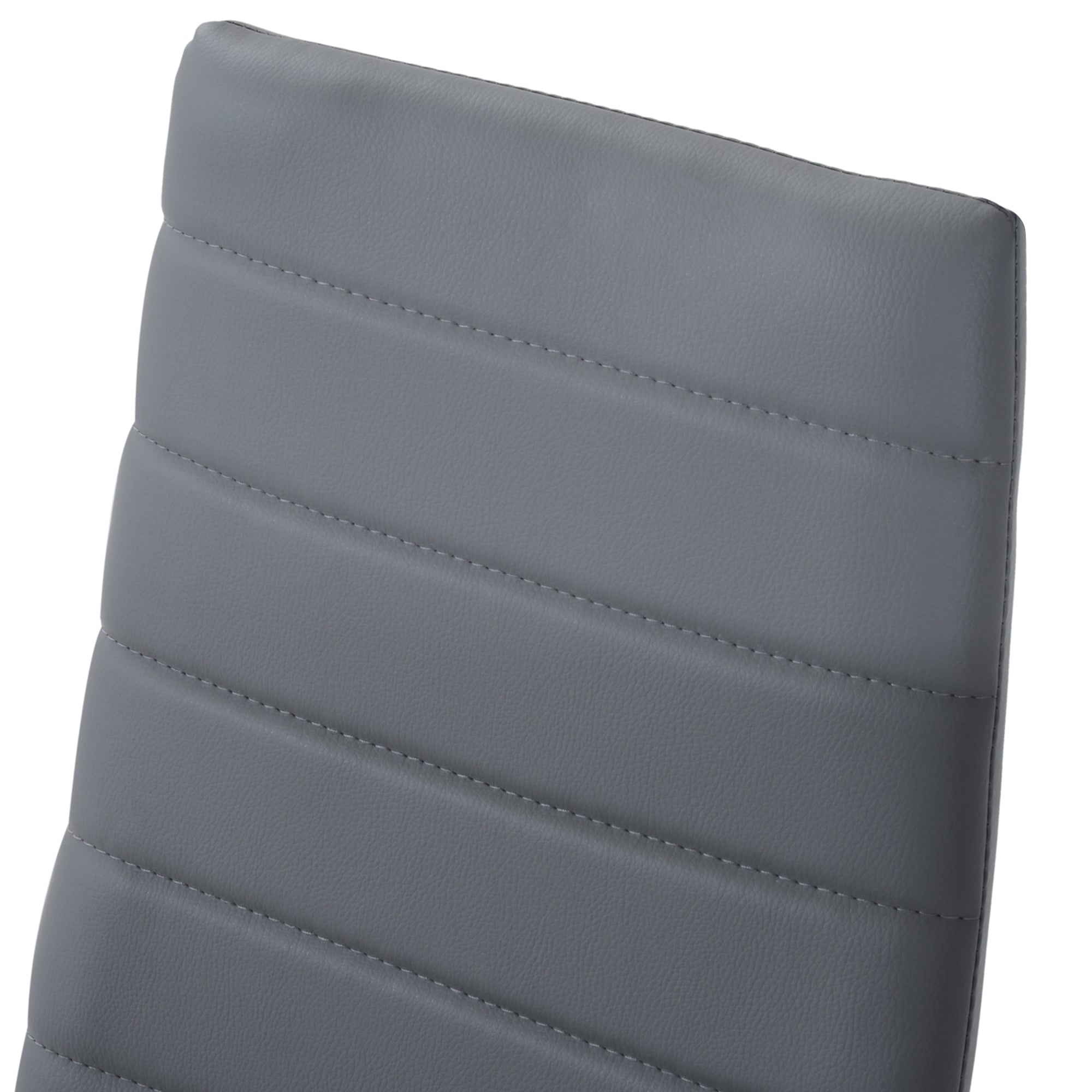 HOMCOM Dining Table and Chairs Set for 4, 5 Piece Round Kitchen Table and Chairs with Glass Top, Shelf and High Back, Space-Saving Table and Upholstered Chairs for Small Spaces, Grey