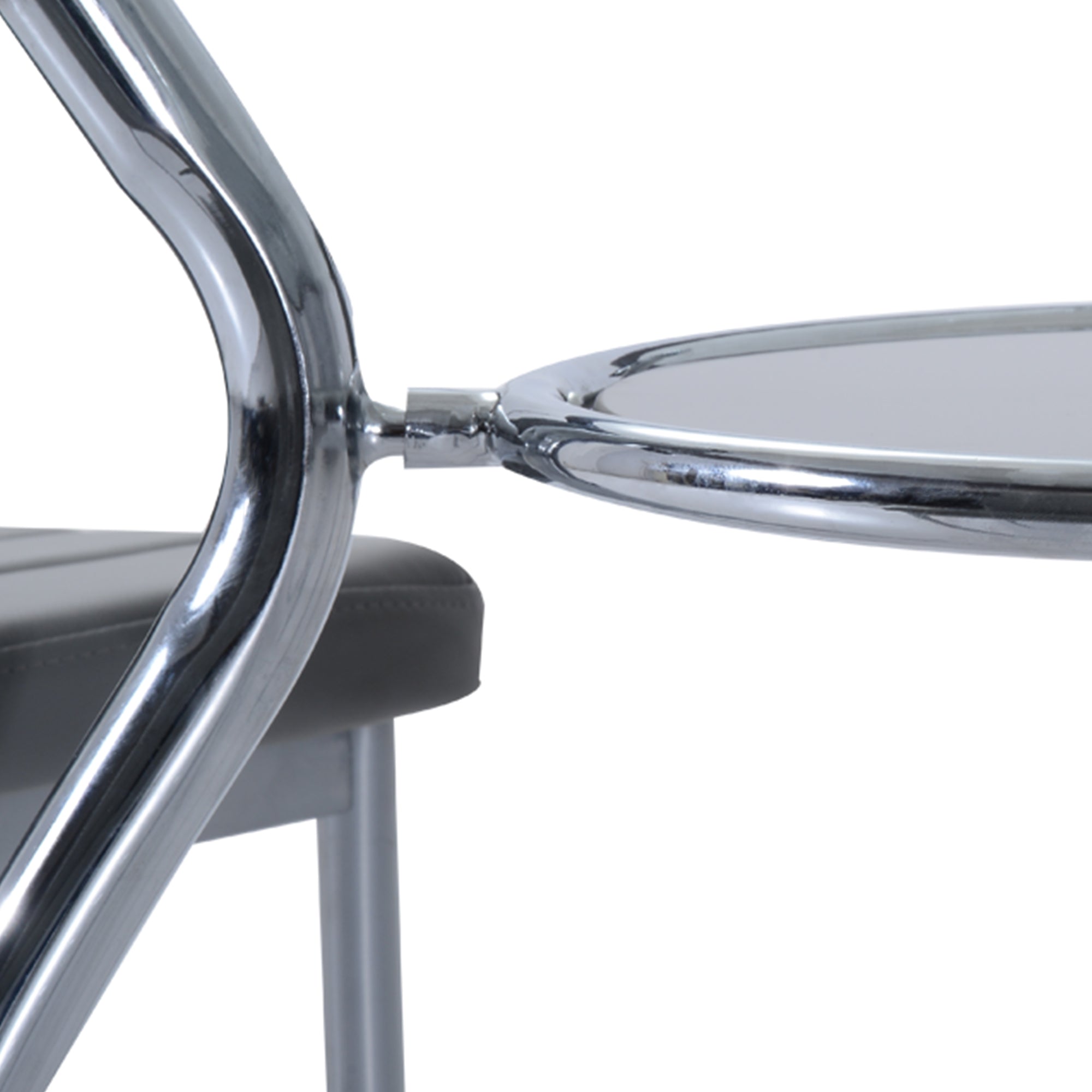 HOMCOM Dining Table and Chairs Set for 4, 5 Piece Round Kitchen Table and Chairs with Glass Top, Shelf and High Back, Space-Saving Table and Upholstered Chairs for Small Spaces, Grey