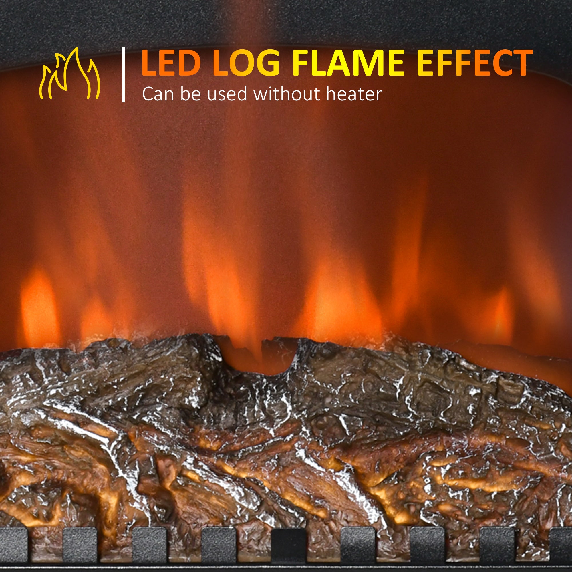 Electric Fireplace Heater Freestanding Fireplace Stove with LED Fire Flame Effect, Double Door with Overheat Protection, 750W/1500W, Black