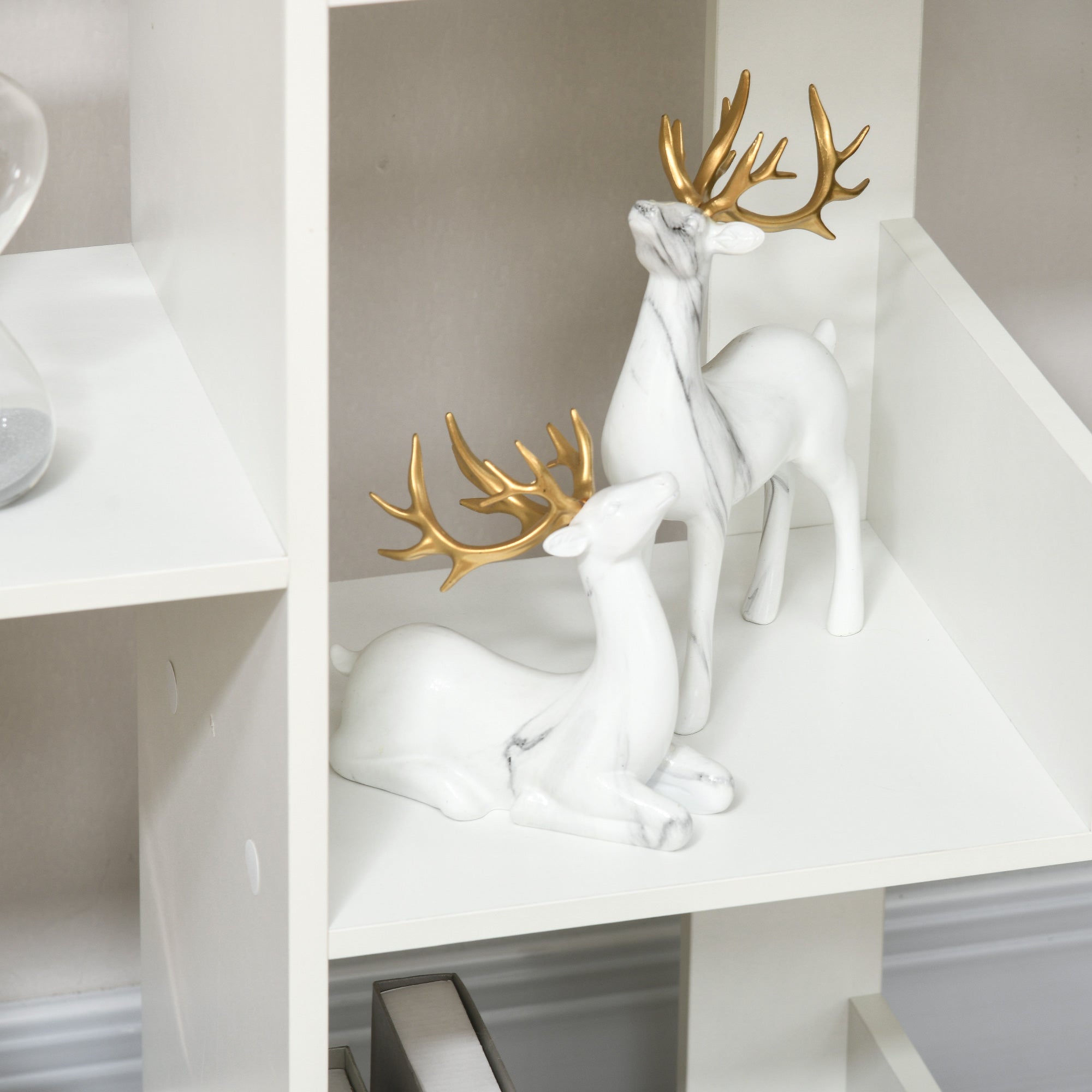 Modern Freestanding Bookcase with 13 Open Shelves, Display Unit for Living Room, White