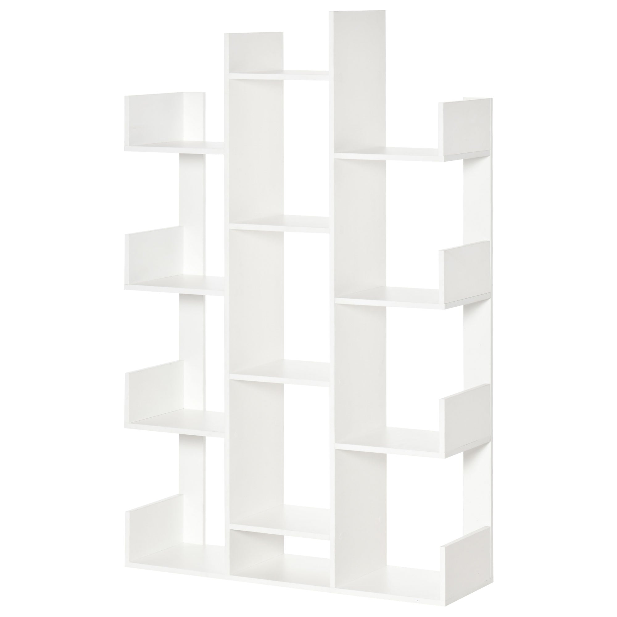 Modern Freestanding Bookcase with 13 Open Shelves, Display Unit for Living Room, White