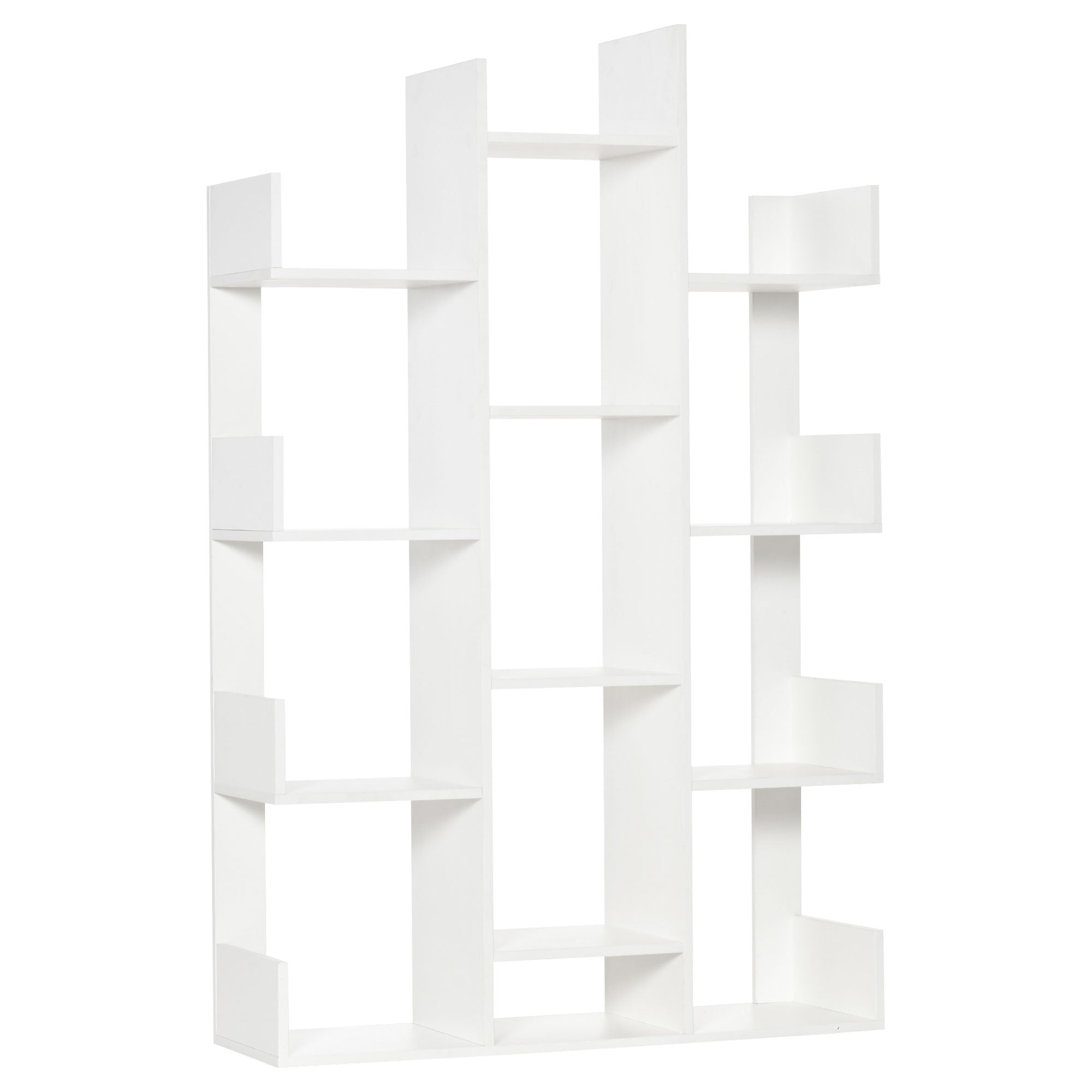 Modern Freestanding Bookcase with 13 Open Shelves, Display Unit for Living Room, White