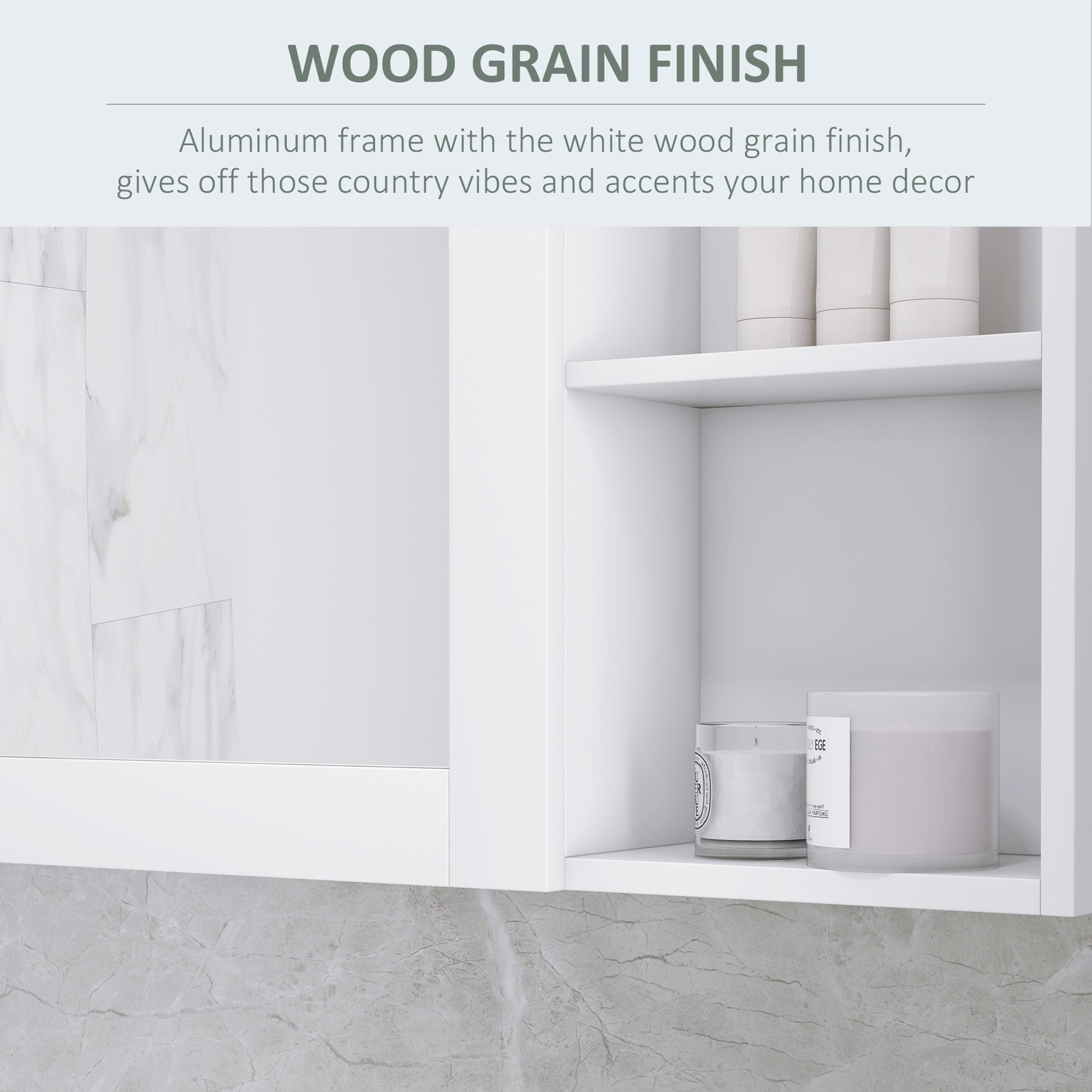 kleankin MDF Medicine Cabinet with Mirror, 31.5"W x 27.5"H Bathroom Storage Cabinet with 3-tier Shelves, Wall Mounted, White