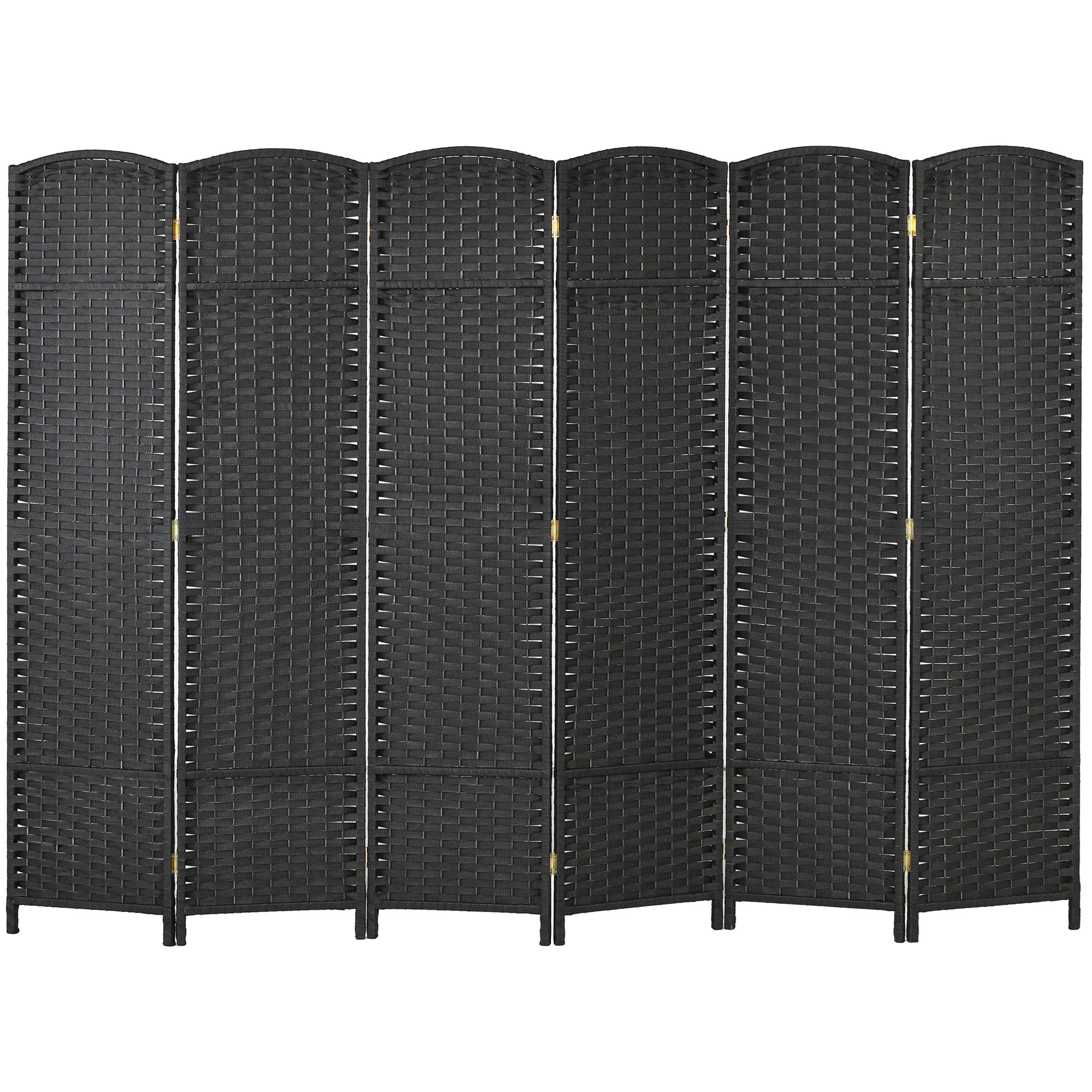 HOMCOM 6-panel Room Divider, 5.6 Ft Tall Folding Privacy Screen, Hand-Woven Freestanding Partition Wall Divider for Bedroom, Home Office, Black