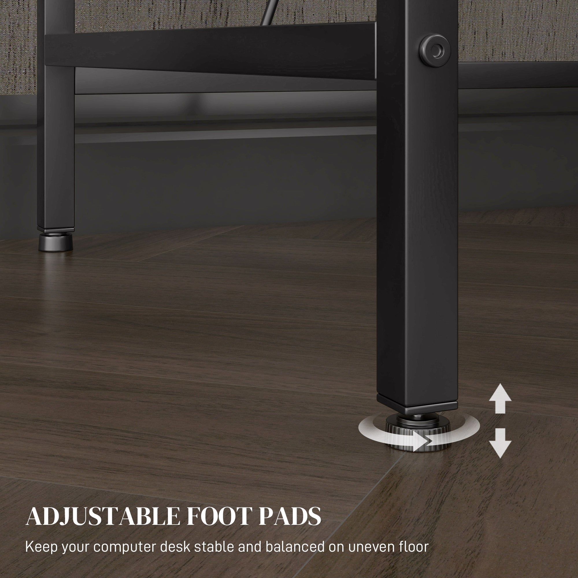 Reversible L Shaped Desk with Lights Power Outlet USB Ports Brown