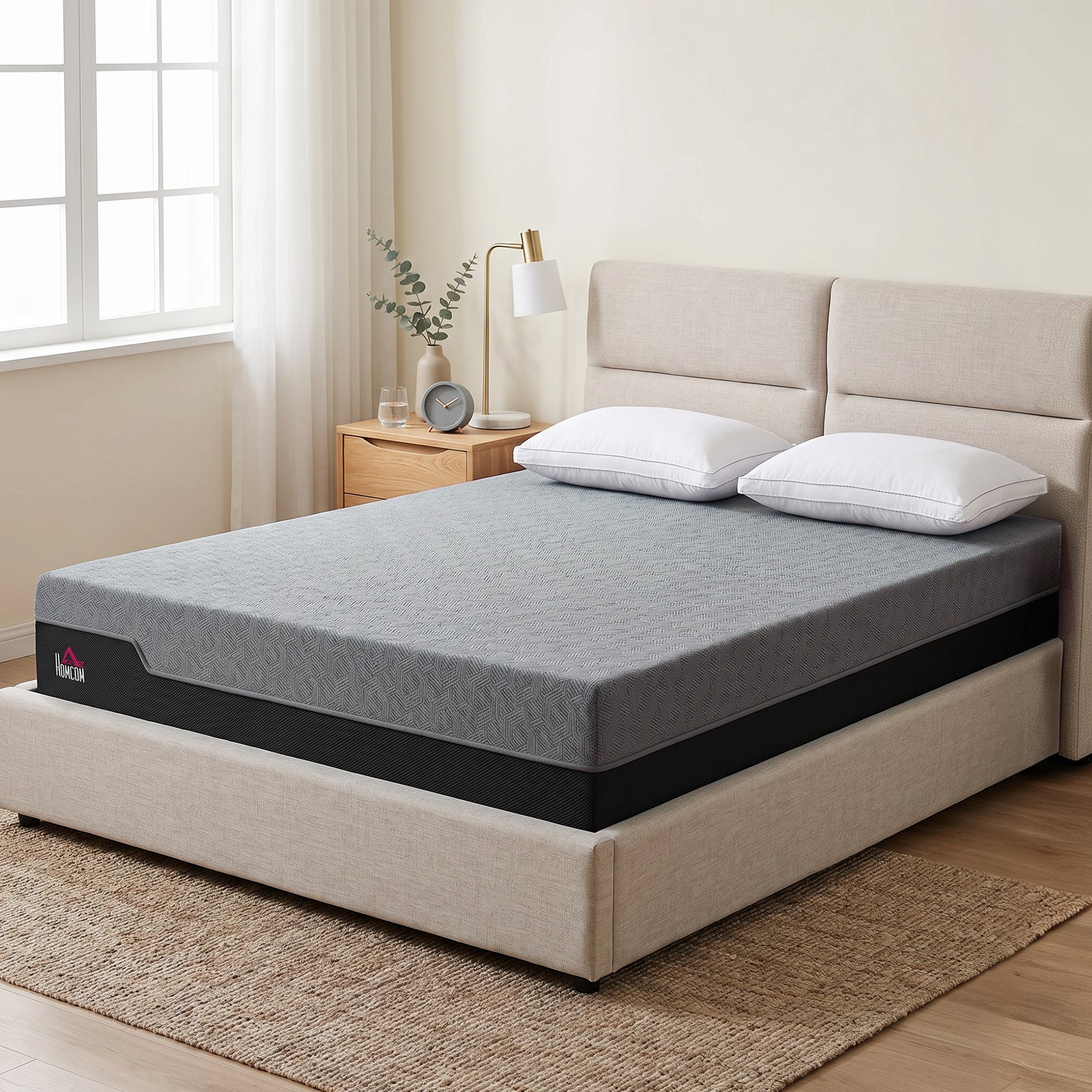 Queen Mattress, 12 Inch Memory Foam Mattress for Pressure Relief, Graphene Gel Cooling Copper Bed in a Box with Washable Cover, Fiberglass Free, Made in USA, CertiPUR-US Certified, Medium Firm