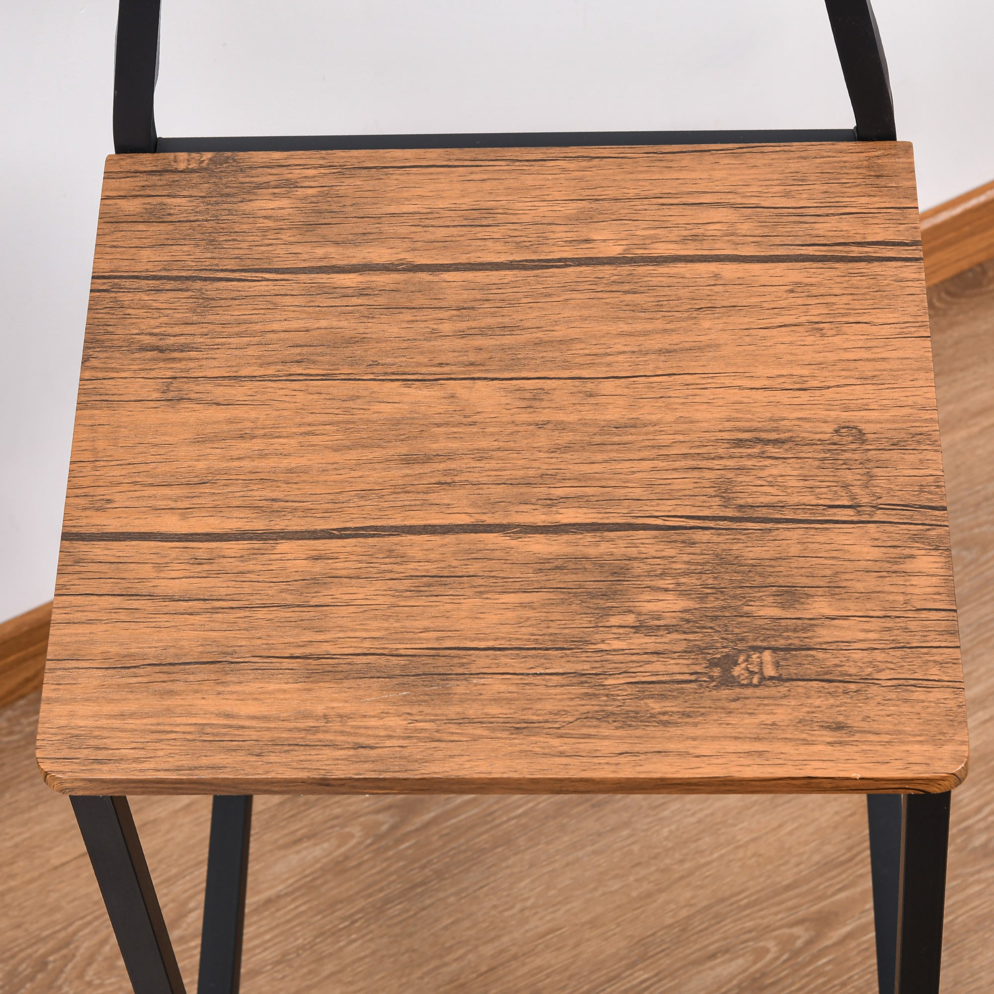 Counter Height Bar Table Set for 4, Square Kitchen Table & Chairs Set w/ Footrest, Walnut