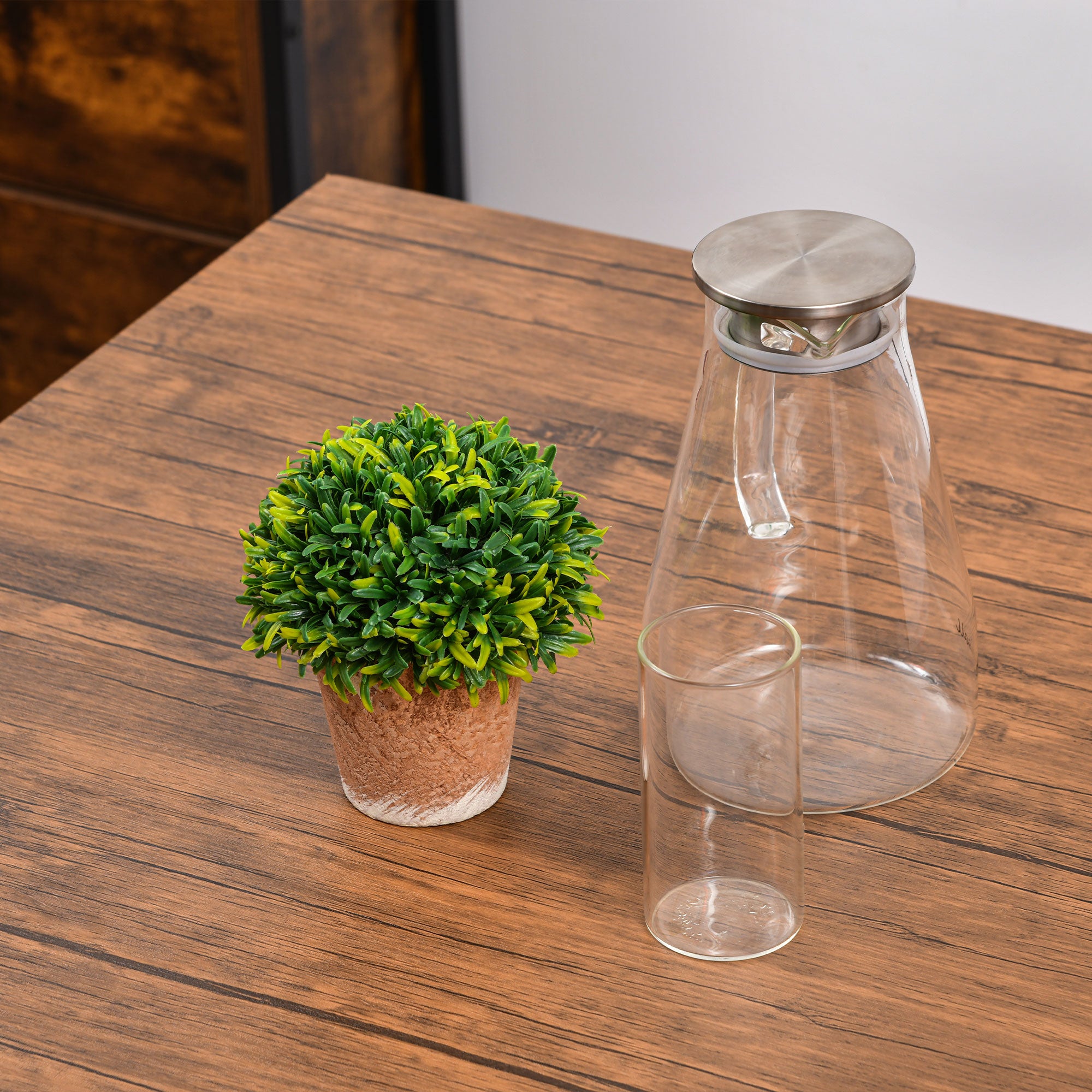 Counter Height Bar Table Set for 4, Square Kitchen Table & Chairs Set w/ Footrest, Walnut