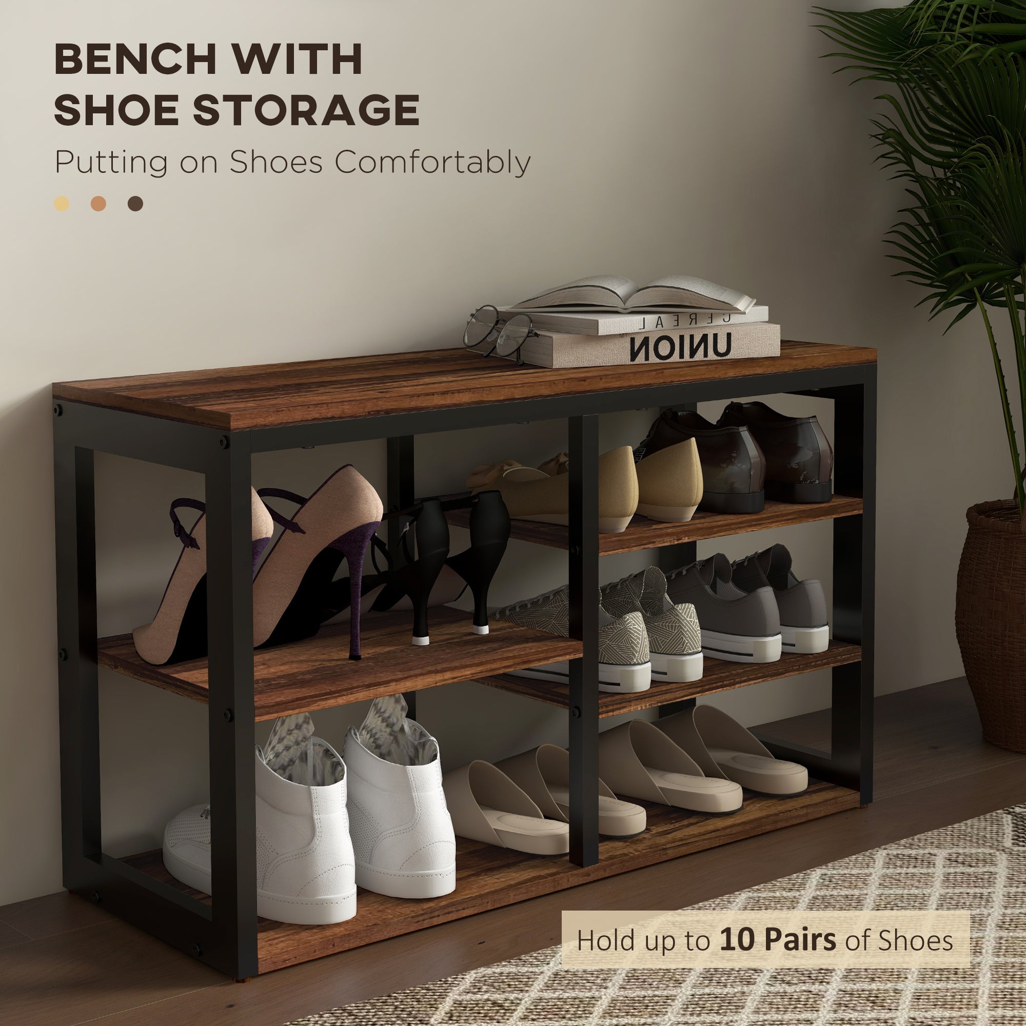 2-in-1 Entryway Storage Set with Shoe Bench and Coat Rack, Hall Tree with Storage Bench