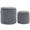 HOMCOM Modern Storage Ottoman with Removable Lid, Fabric Storage Stool, Foot Stool, Dressing Table Stool, Set of 2, Light Grey