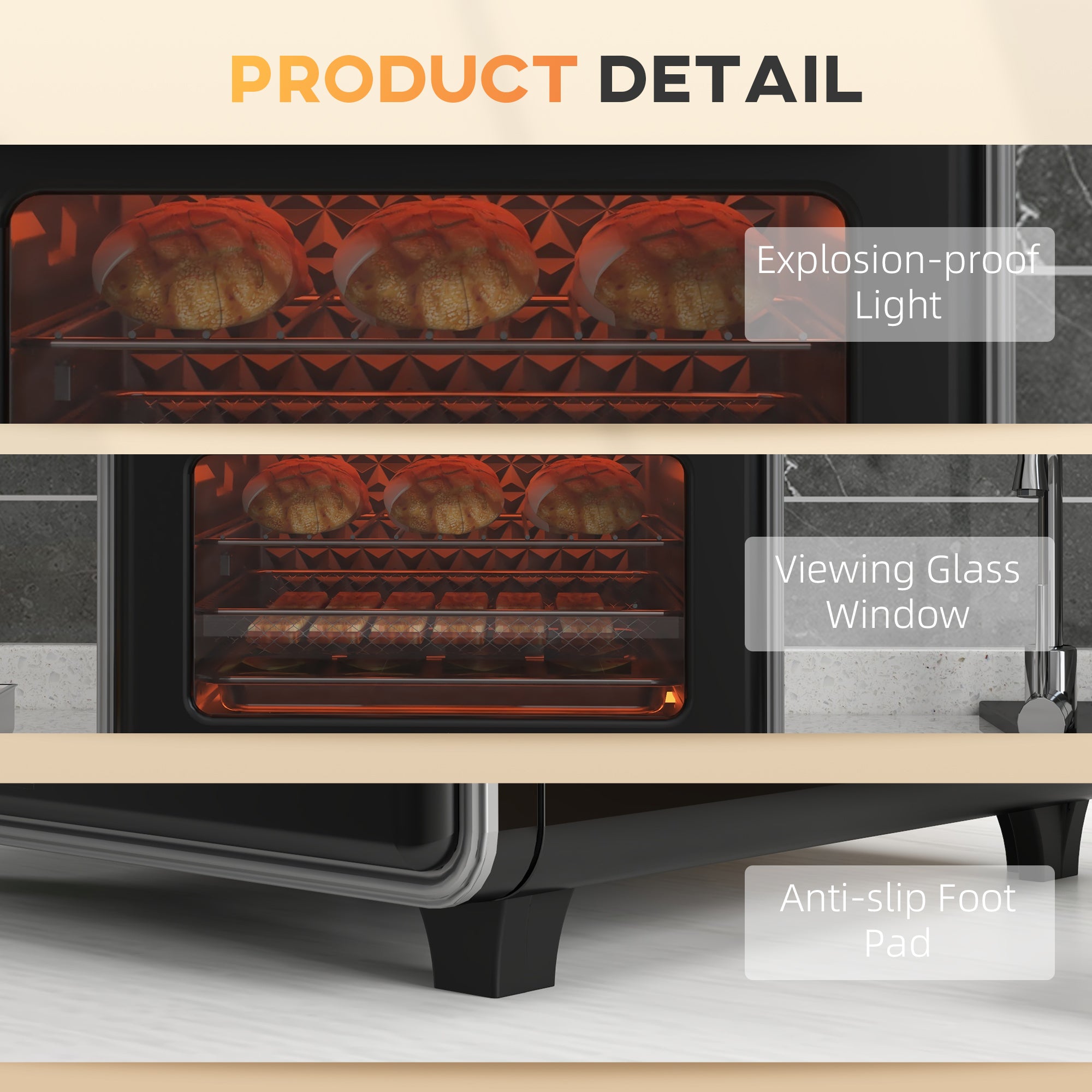 HOMCOM Mini Oven, 20L Air Fryer Oven with Timer, Countertop Convection Oven with Double Layered Glass Door and Adjustable Temp, Oil-Less Cooking, Dishwasher safe Accessory, 1400W