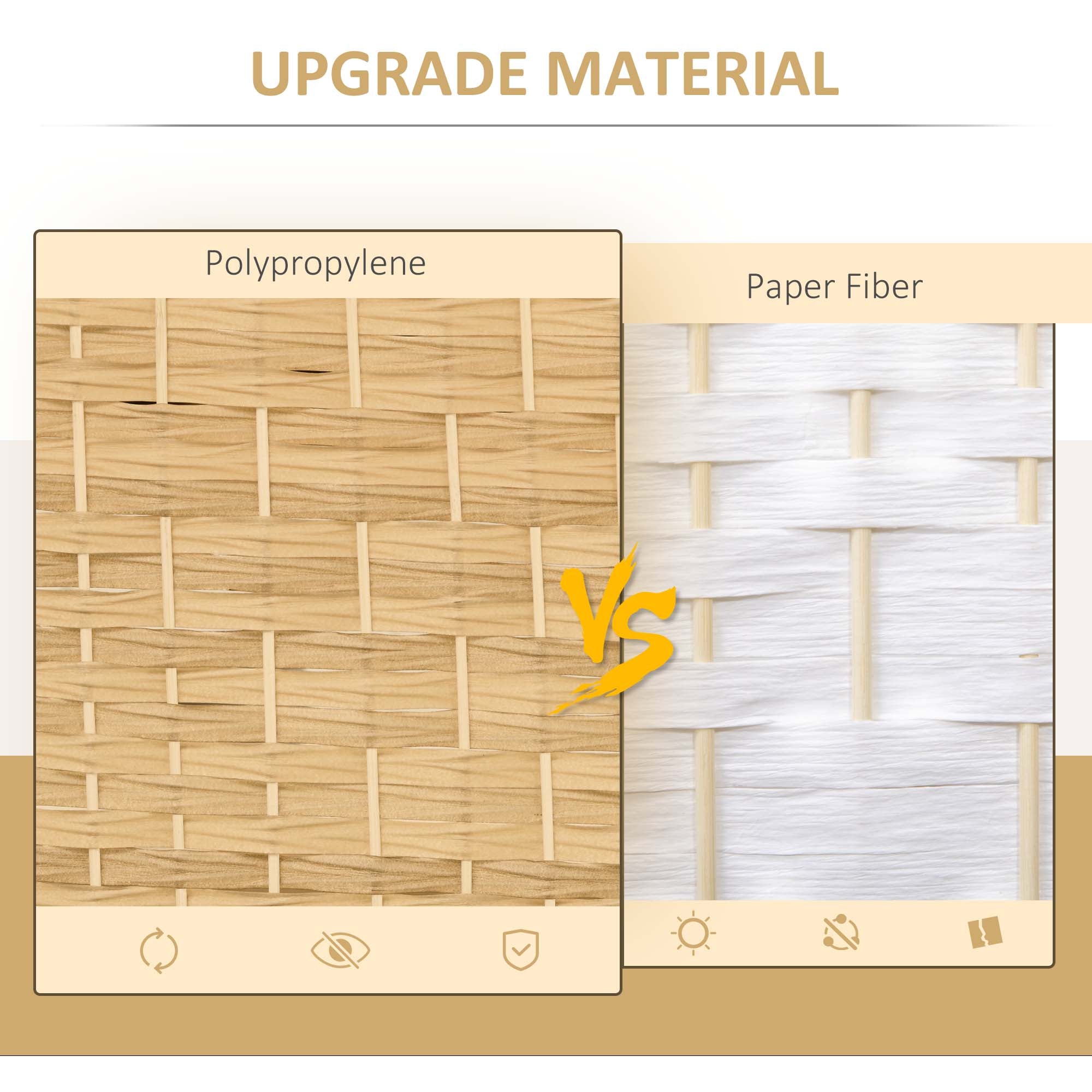 3 Panel 6' Tall Privacy Screen Freestanding Wood Partition, Nature Wood
