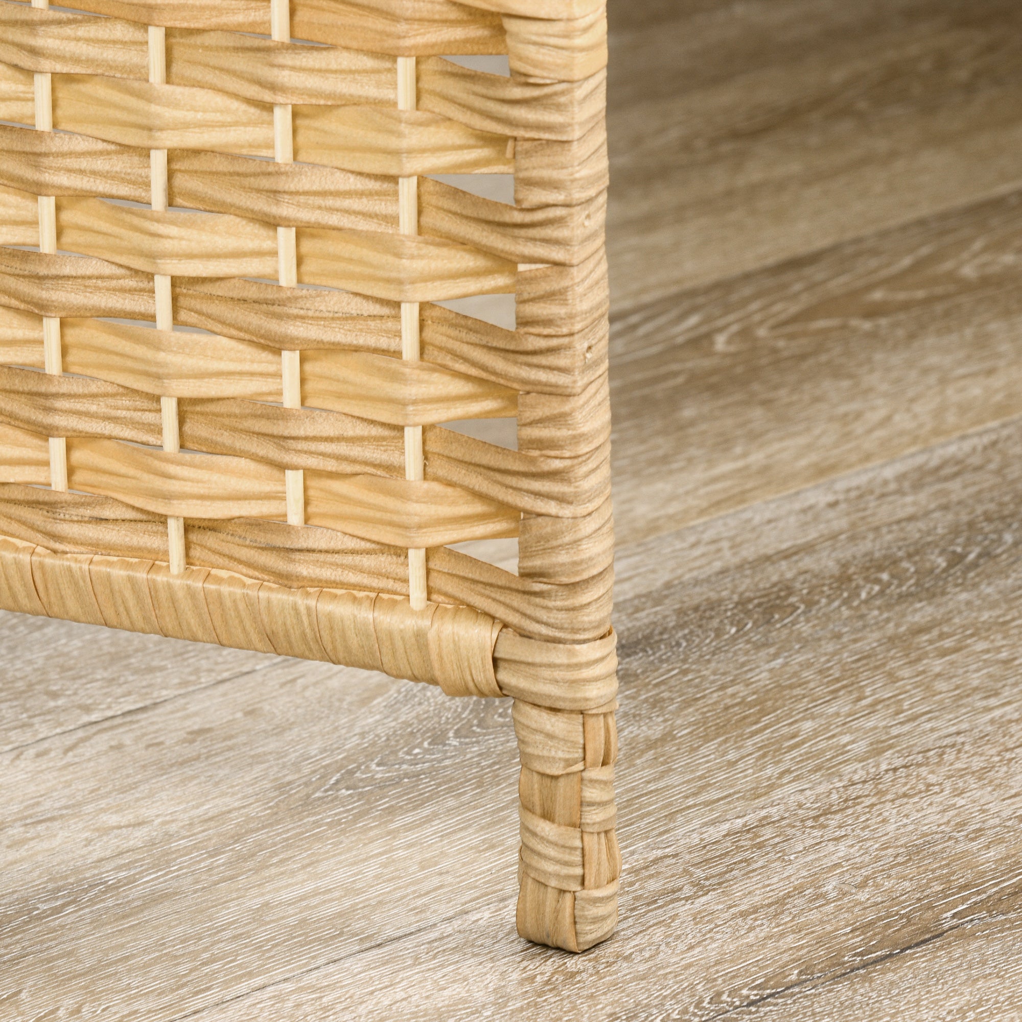 3 Panel 6' Tall Privacy Screen Freestanding Wood Partition, Nature Wood