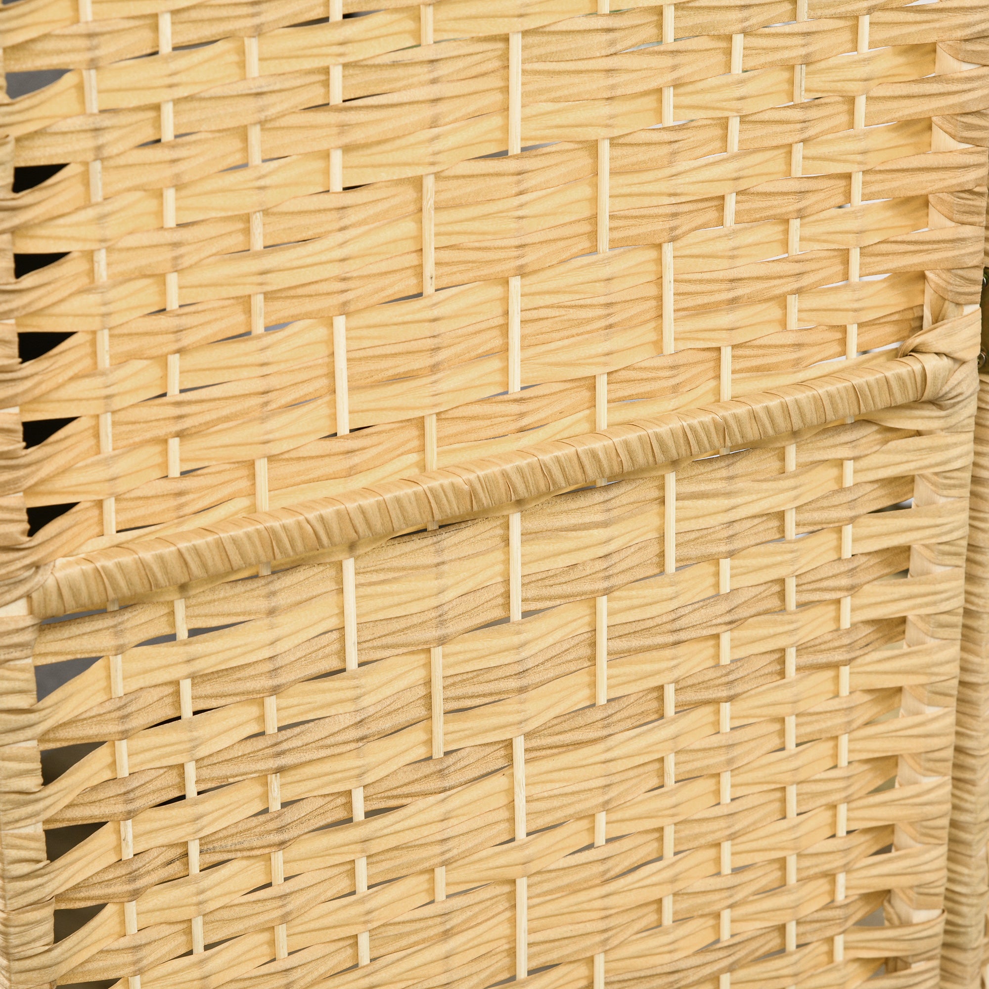 3 Panel 6' Tall Privacy Screen Freestanding Wood Partition, Nature Wood