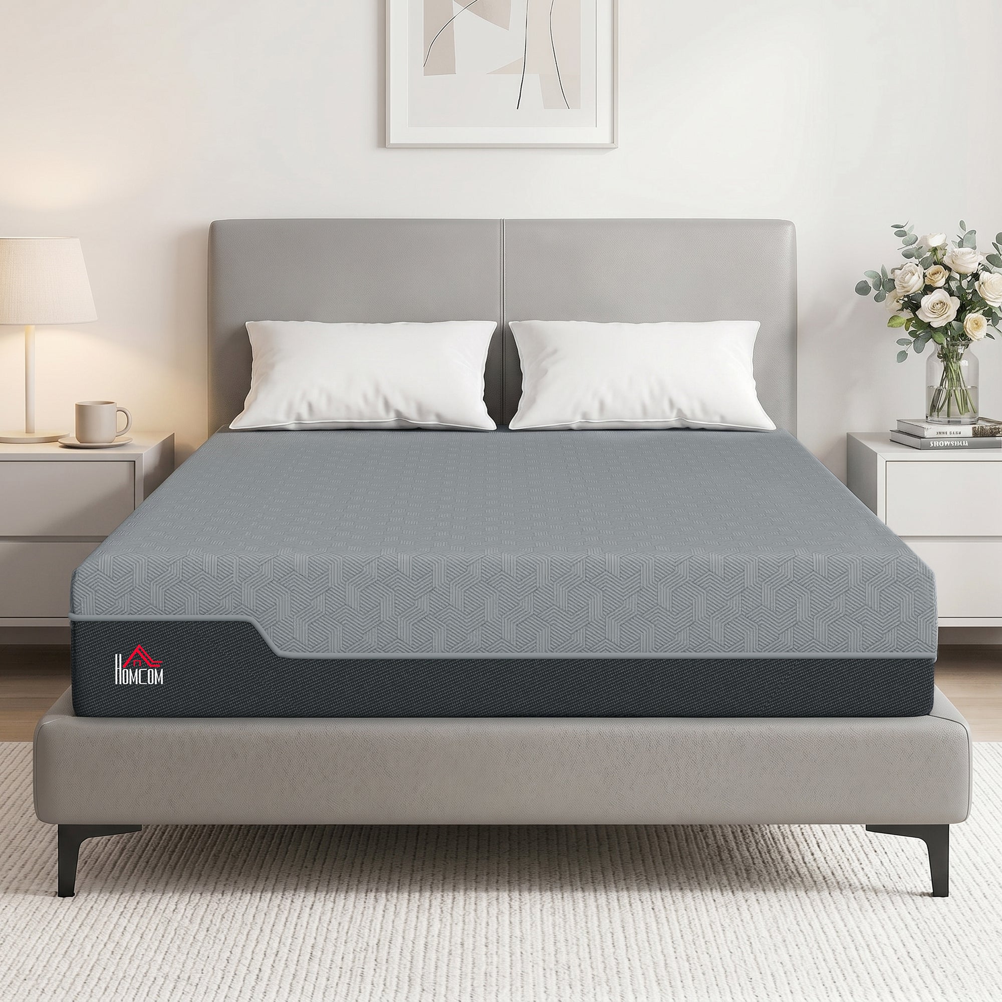 Queen Mattress, 12 Inch Memory Foam Mattress for Pressure Relief, Graphene Gel Cooling Copper Bed in a Box with Washable Cover, Fiberglass Free, Made in USA, CertiPUR-US Certified, Medium Firm